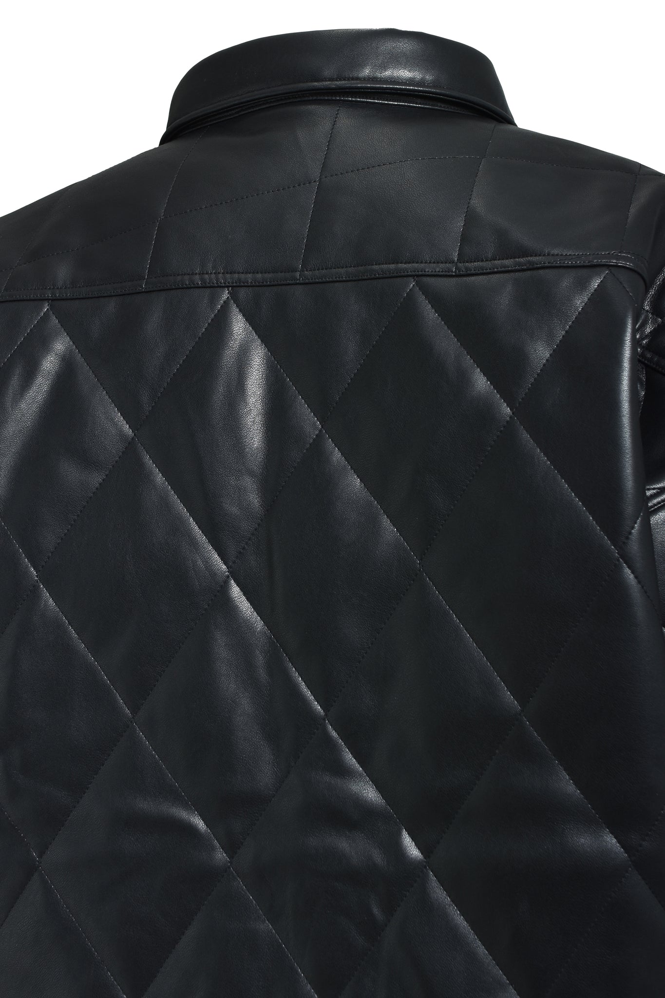 FAUX LEATHER QUILTING SHIRT / BLACK