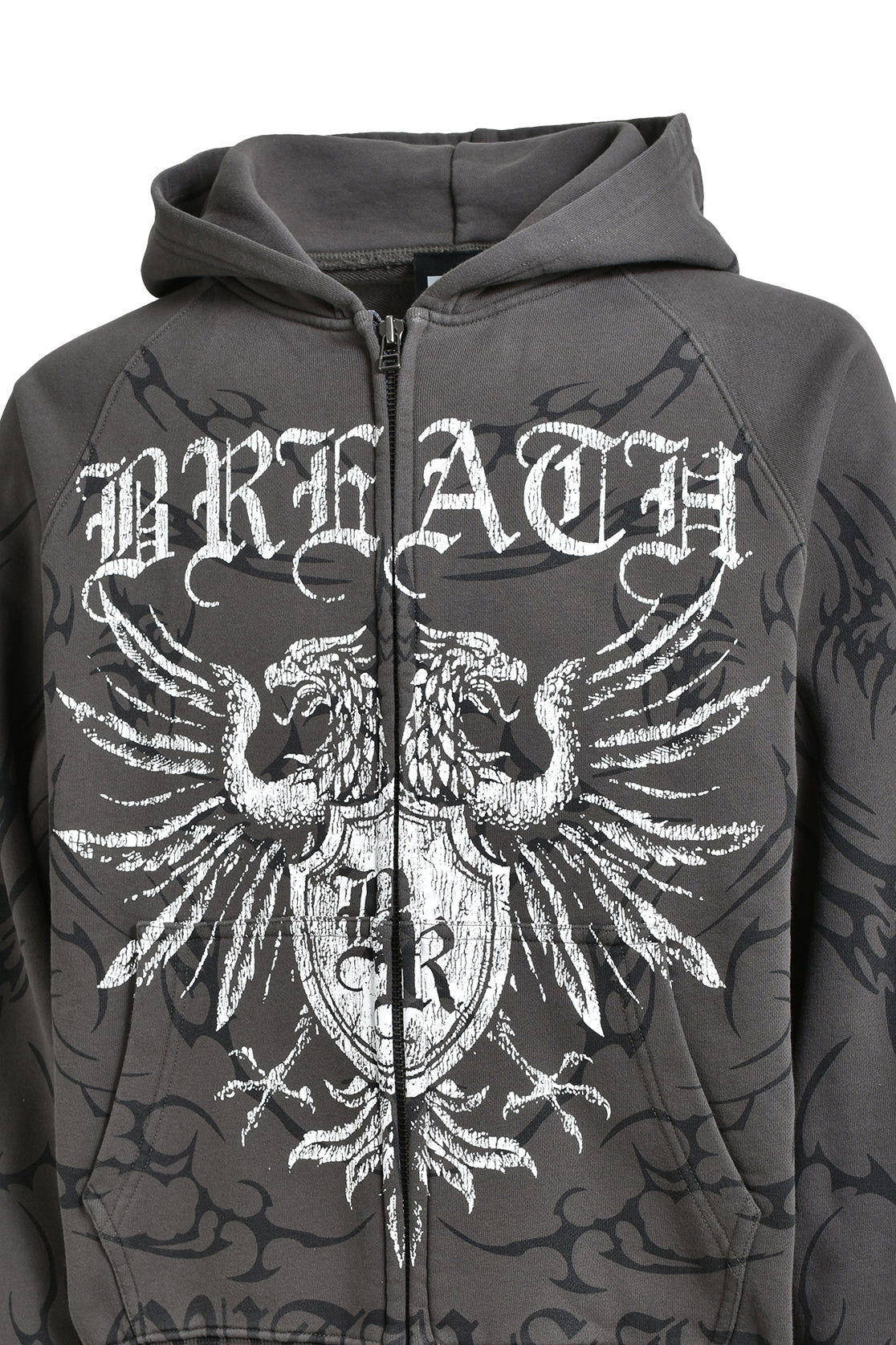 TWIN HEAD LOGO ZIP UP HOODIE / BLACK