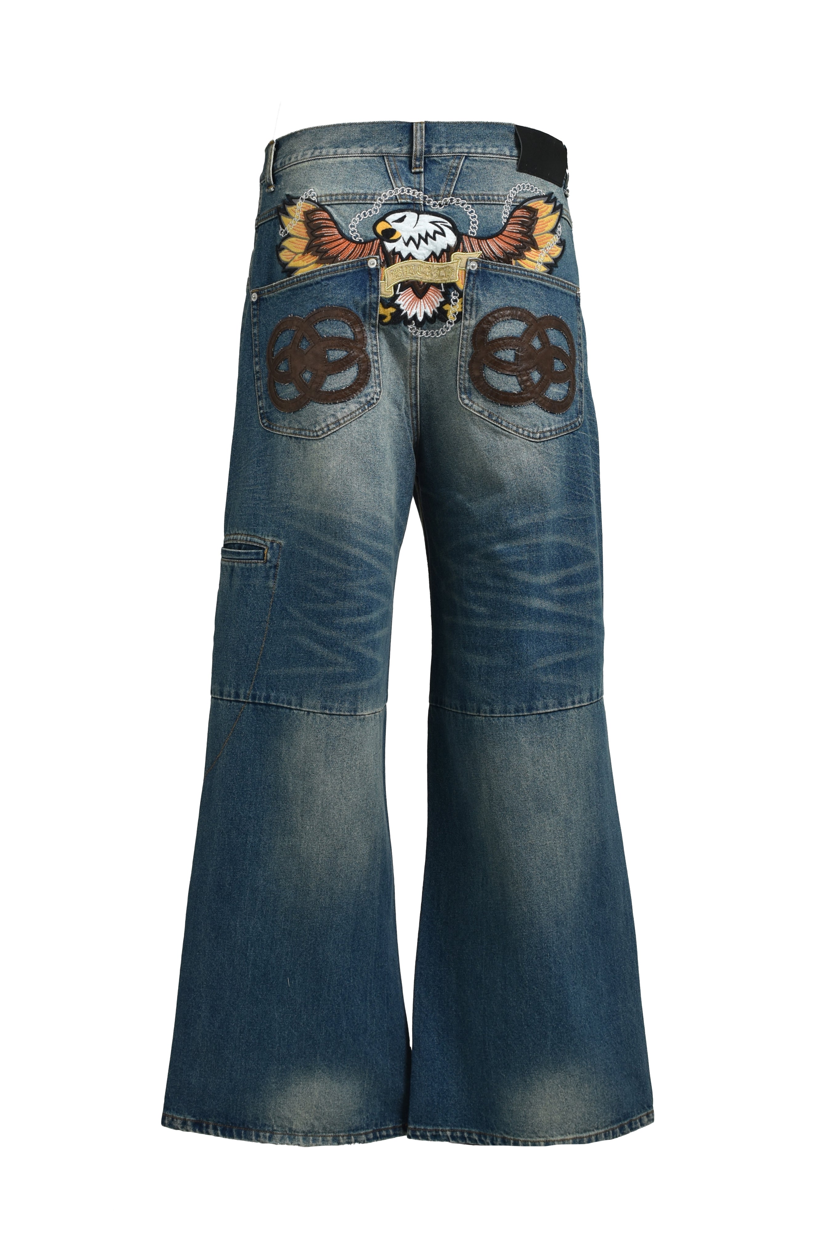 CHAIN EAGLE PATCH DENIM PANTS / INDIGO – BREATH - Size Waist Front Rise ...