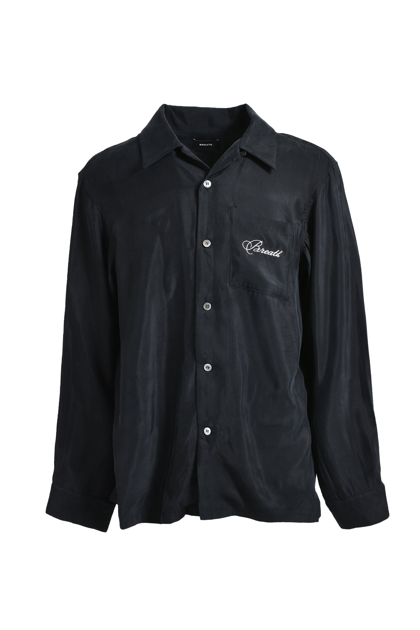 SCRIPT LOGO SATIN SHIRT / BLACK