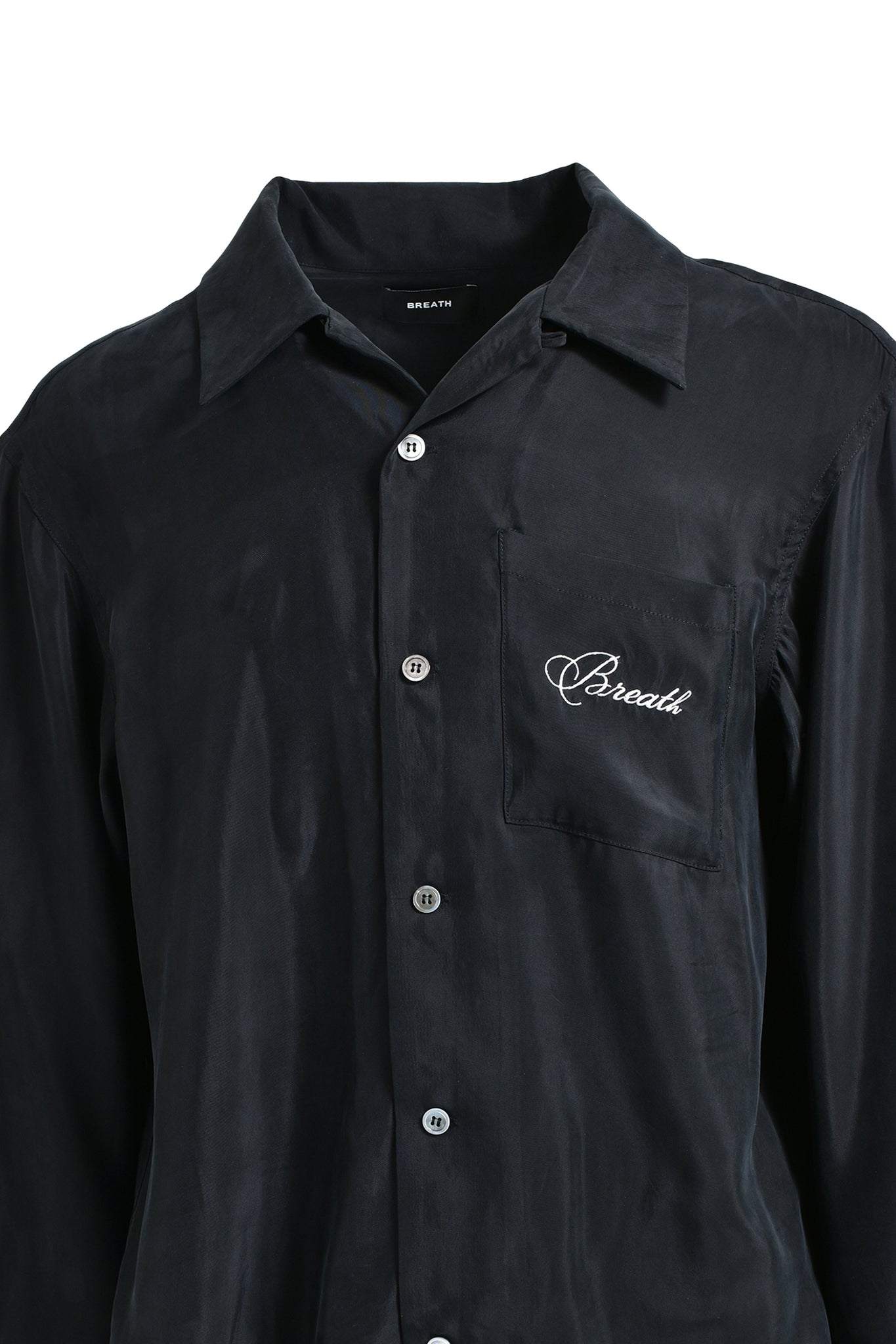 SCRIPT LOGO SATIN SHIRT / BLACK