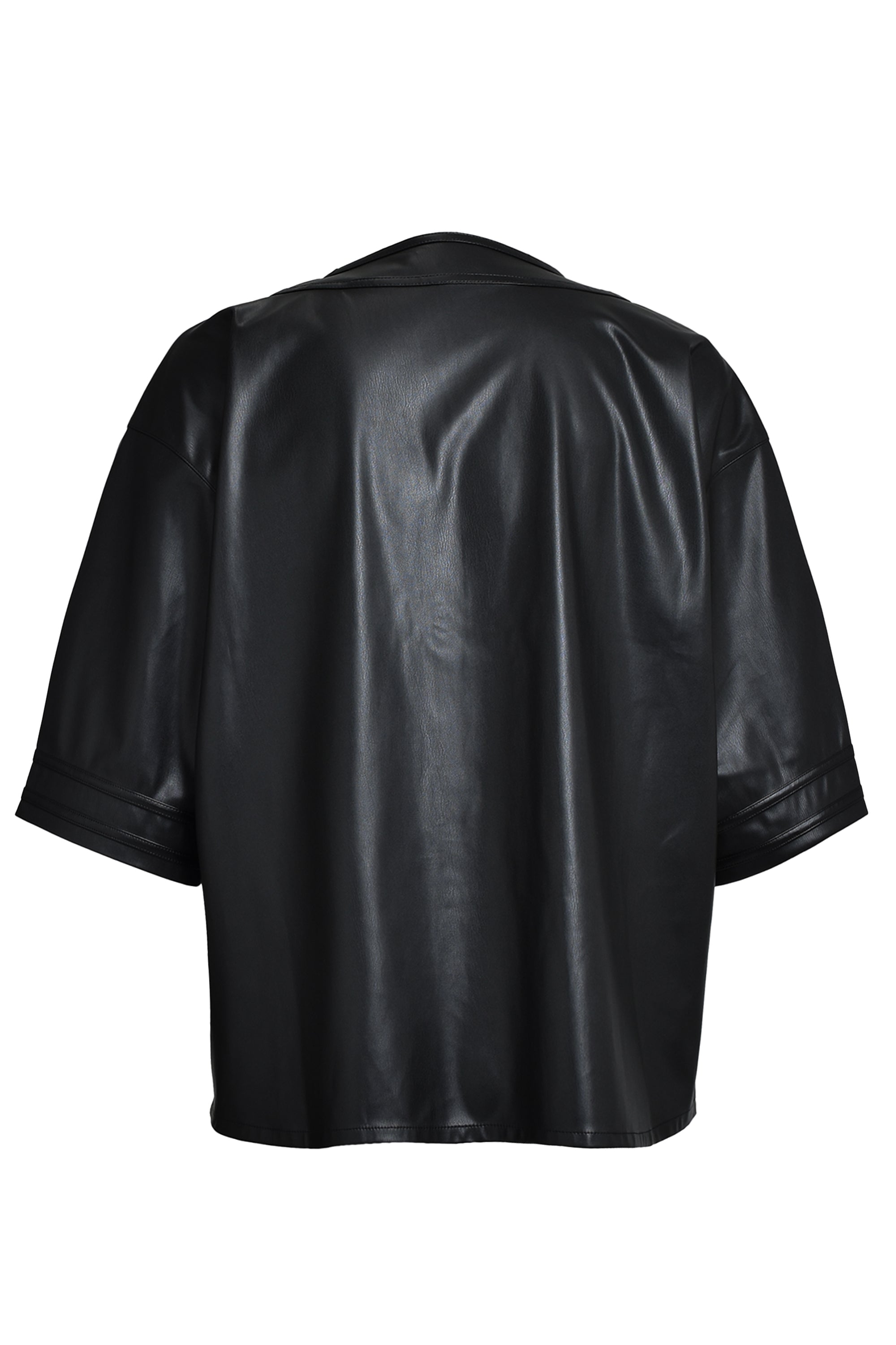 FAUX LEATHER BH BASEBALL SHIRT / BLACK – BREATH - サイズ 着丈 身幅