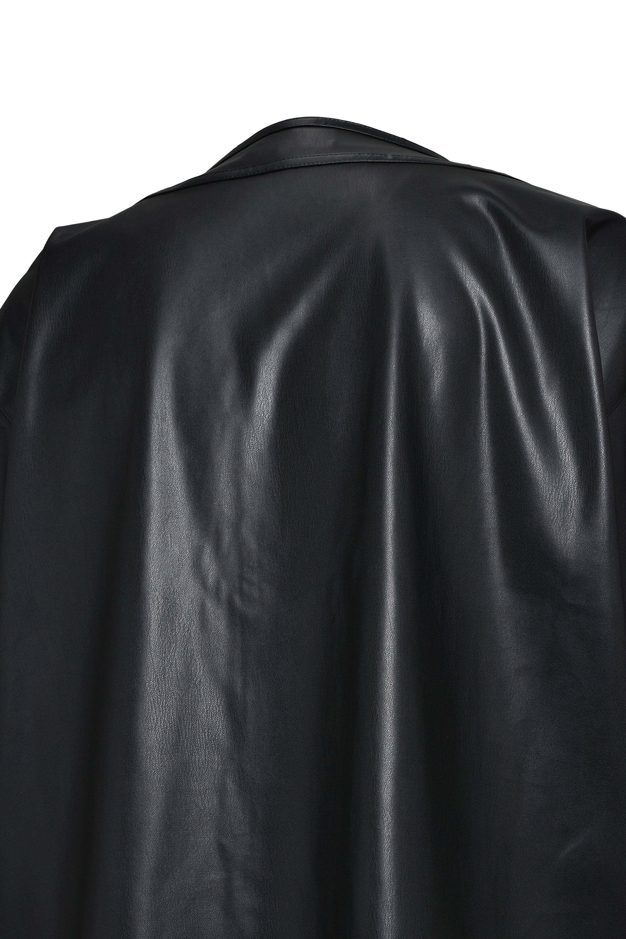 FAUX LEATHER BH BASEBALL SHIRT / BLACK – BREATH - サイズ 着丈 身幅