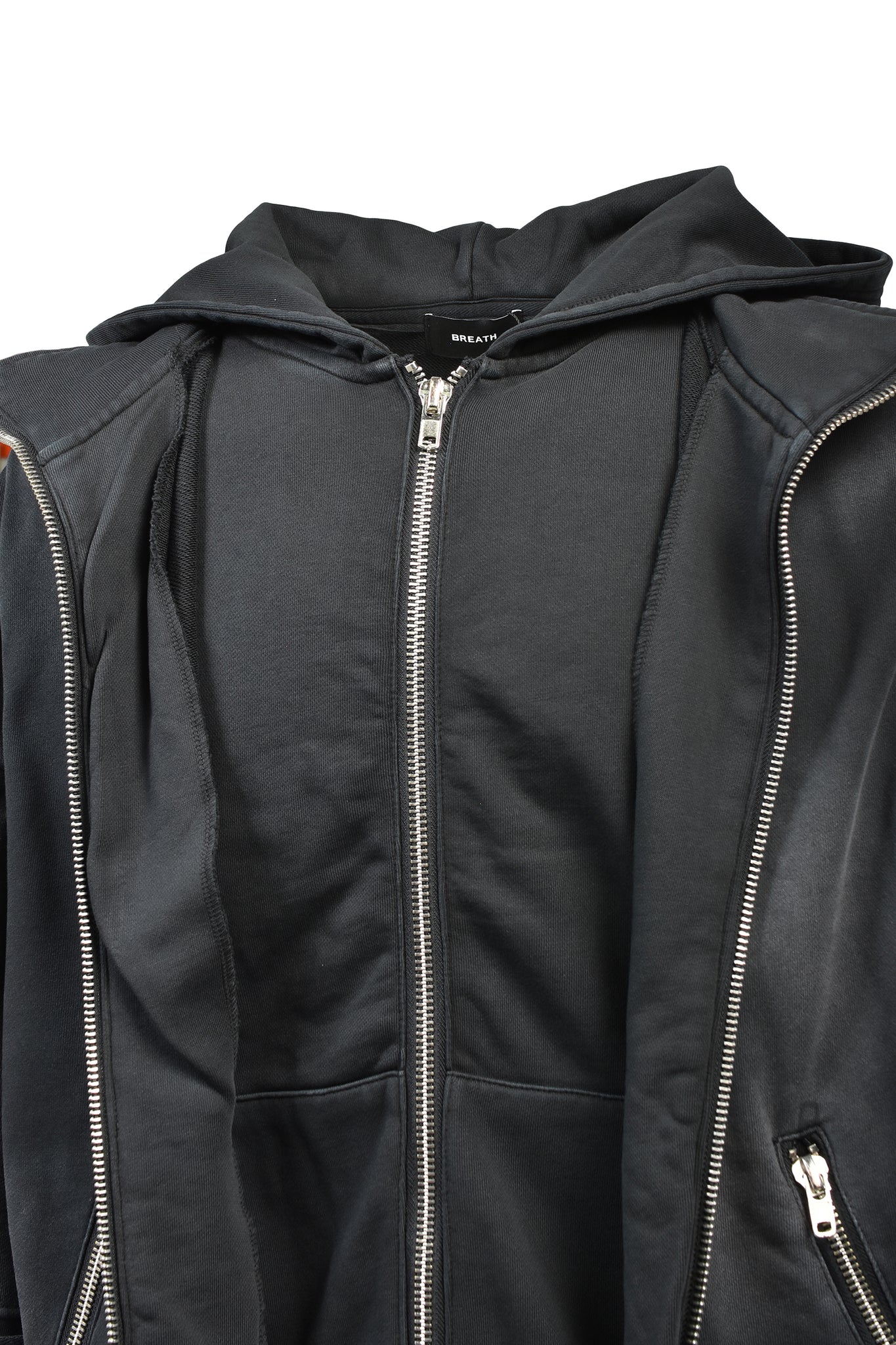 BREACH LAYERED ZIP HOODIE / BLACK ｜BREATH ブレス - BAD HOP