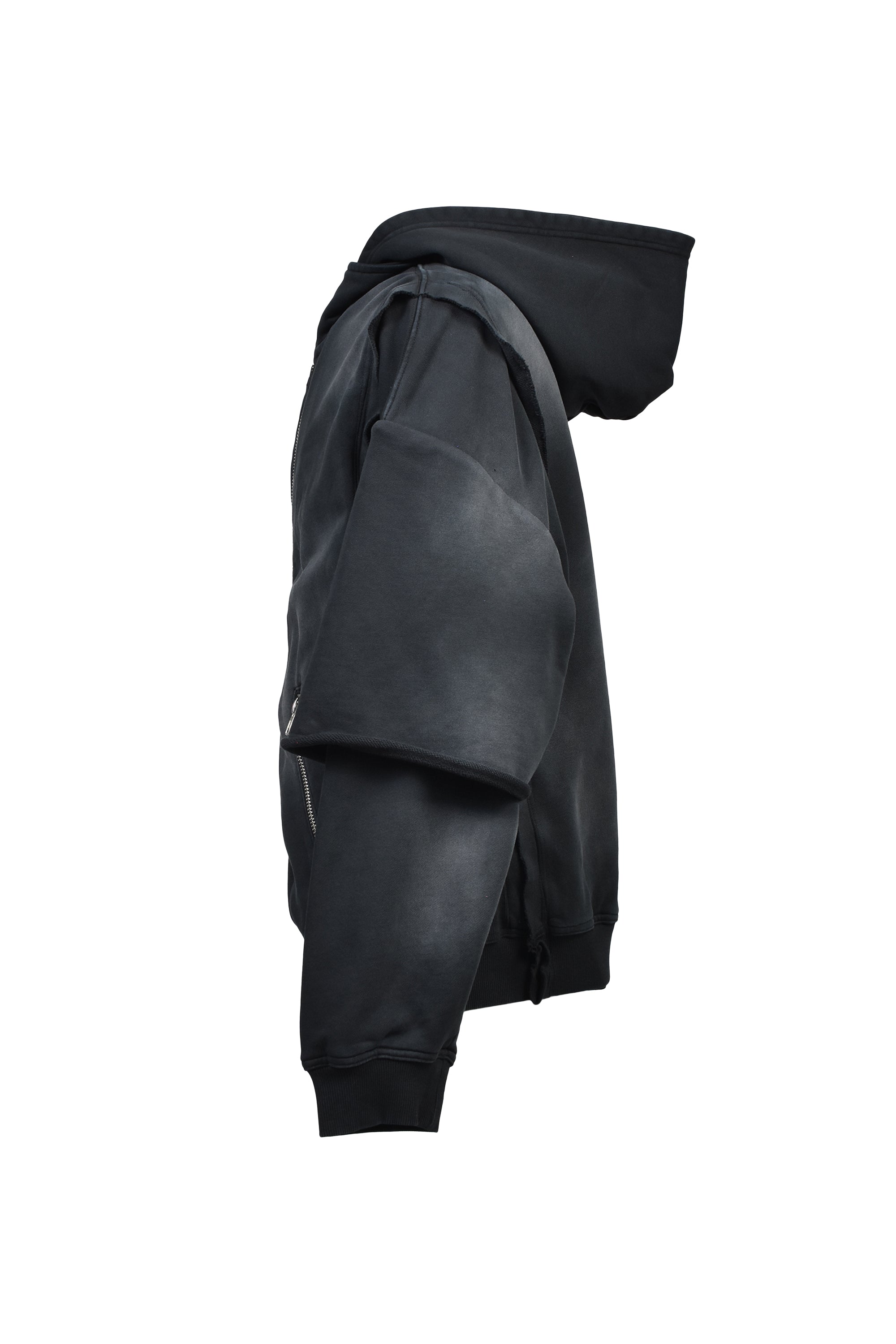 BREACH LAYERED ZIP HOODIE / BLACK ｜BREATH ブレス - BAD HOP