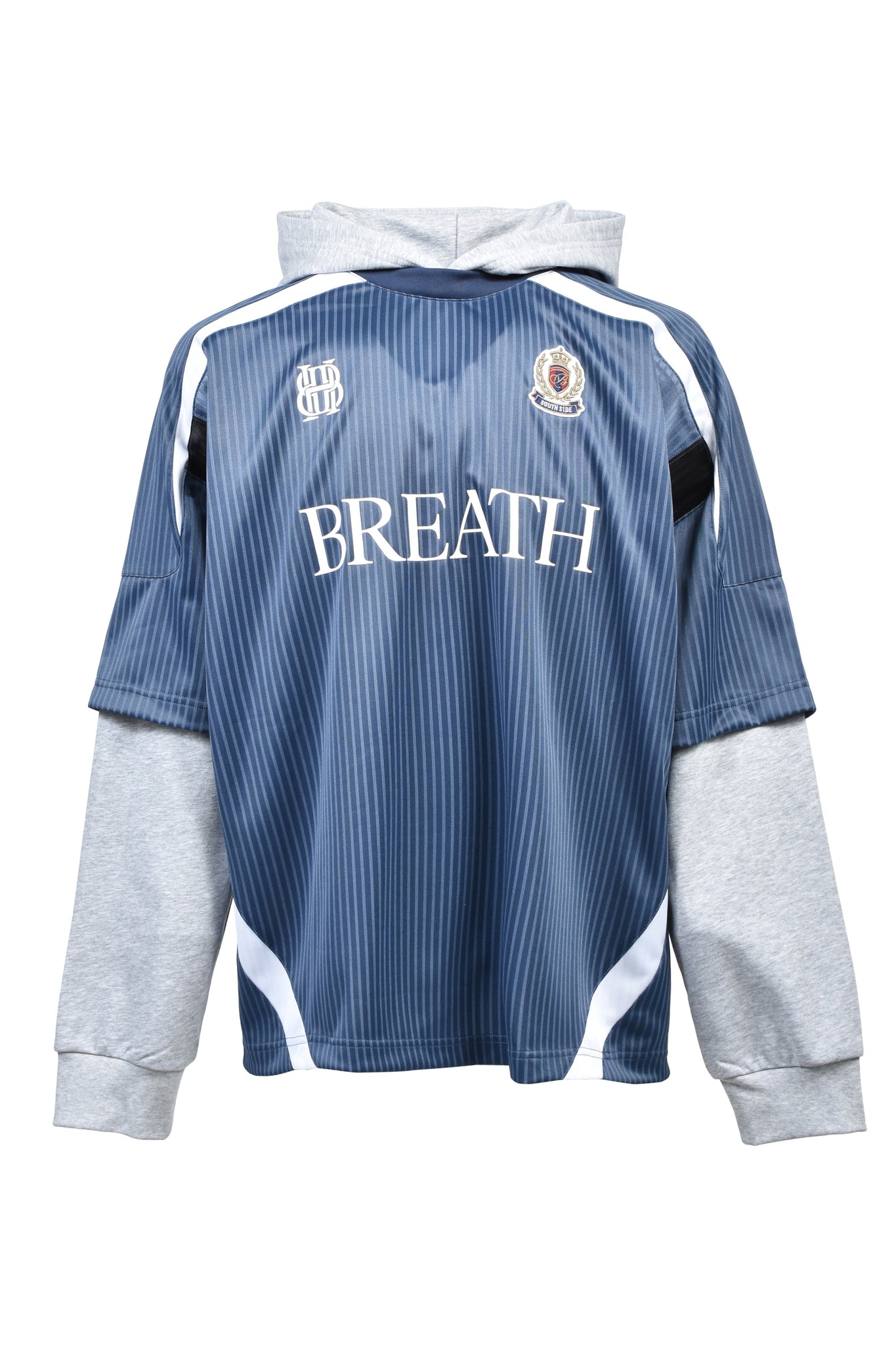 BH LOGO LAYERED GAME SHIRT HOODIE / GREY ｜BREATH ブレス - BAD HOP