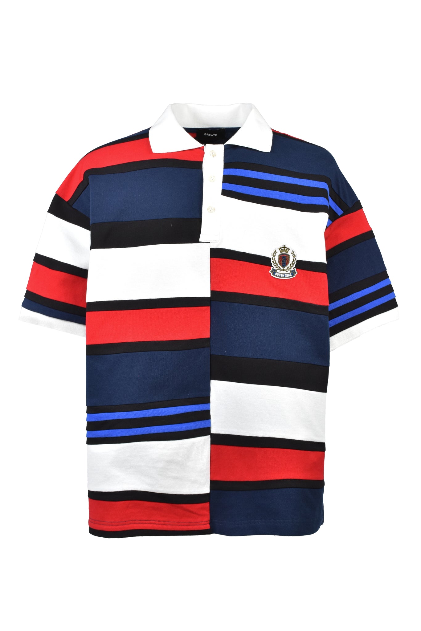 EMBLEM LOGO CRAZY BORDER POLO SHIRT / RED – BREATH - BAD HOP 