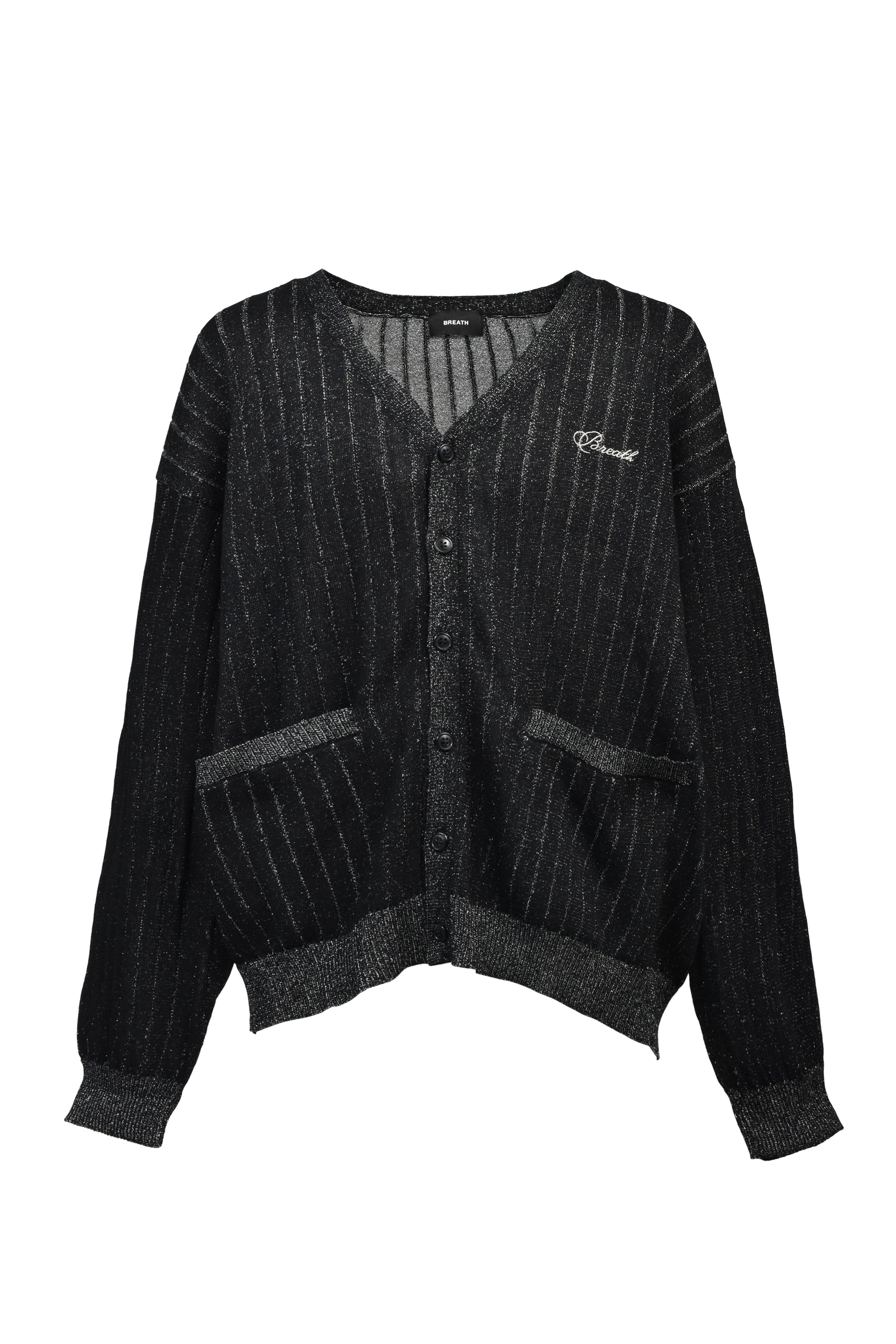BADHOP Breath カーディガン SCRIPT LOGO KNIT CARDIGAN / BLACK ｜BREATH ブレス - BAD HOP
