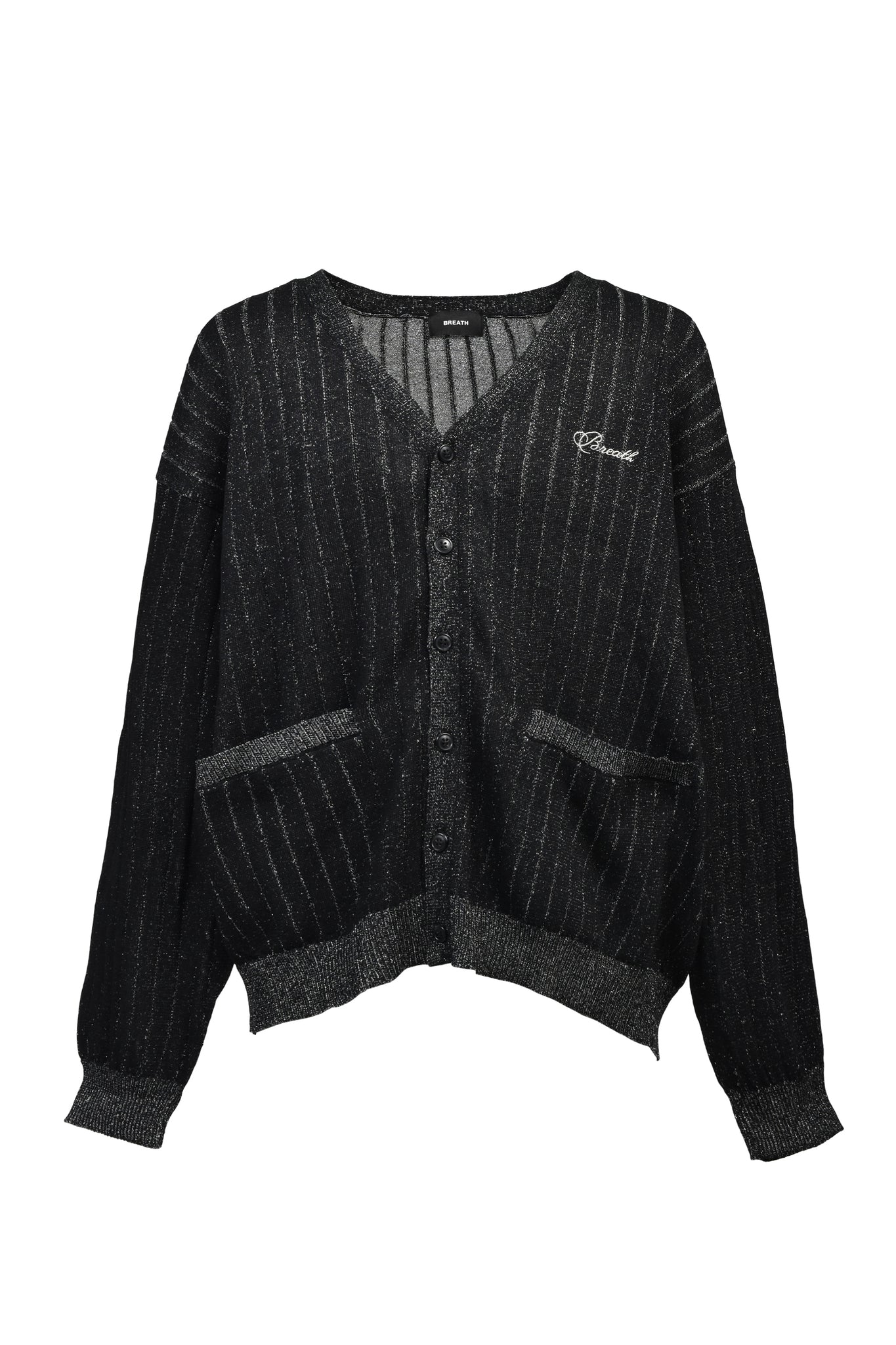 SCRIPT LOGO KNIT CARDIGAN / BLACK ｜BREATH ブレス - BAD HOP