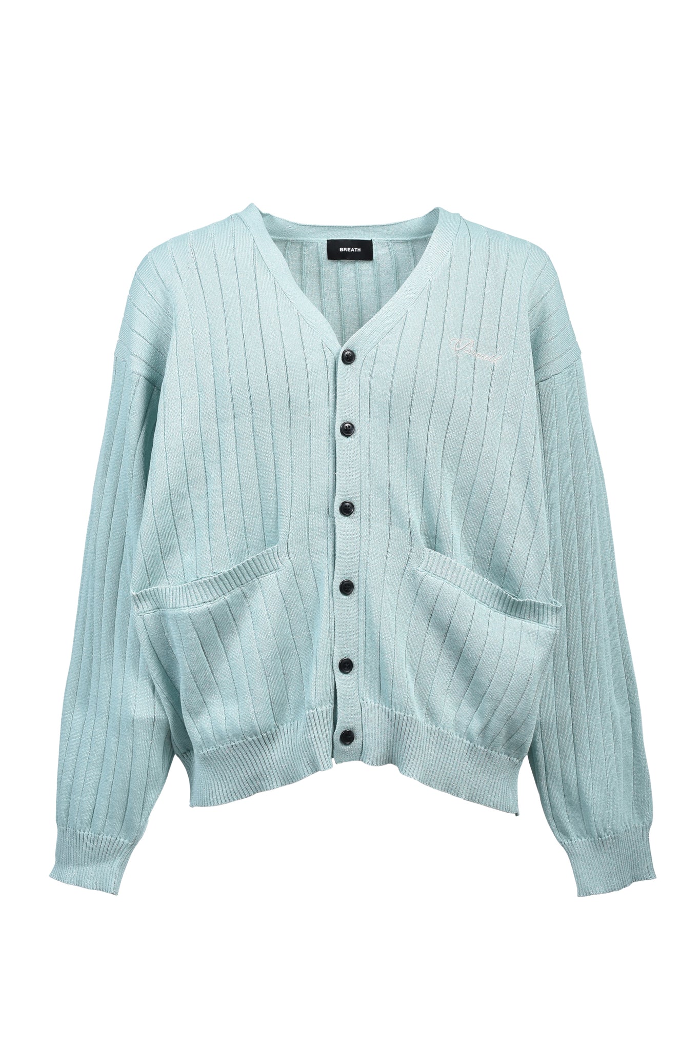 SCRIPT LOGO KNIT CARDIGAN / TURQUOISE ｜BREATH ブレス - BAD HOP