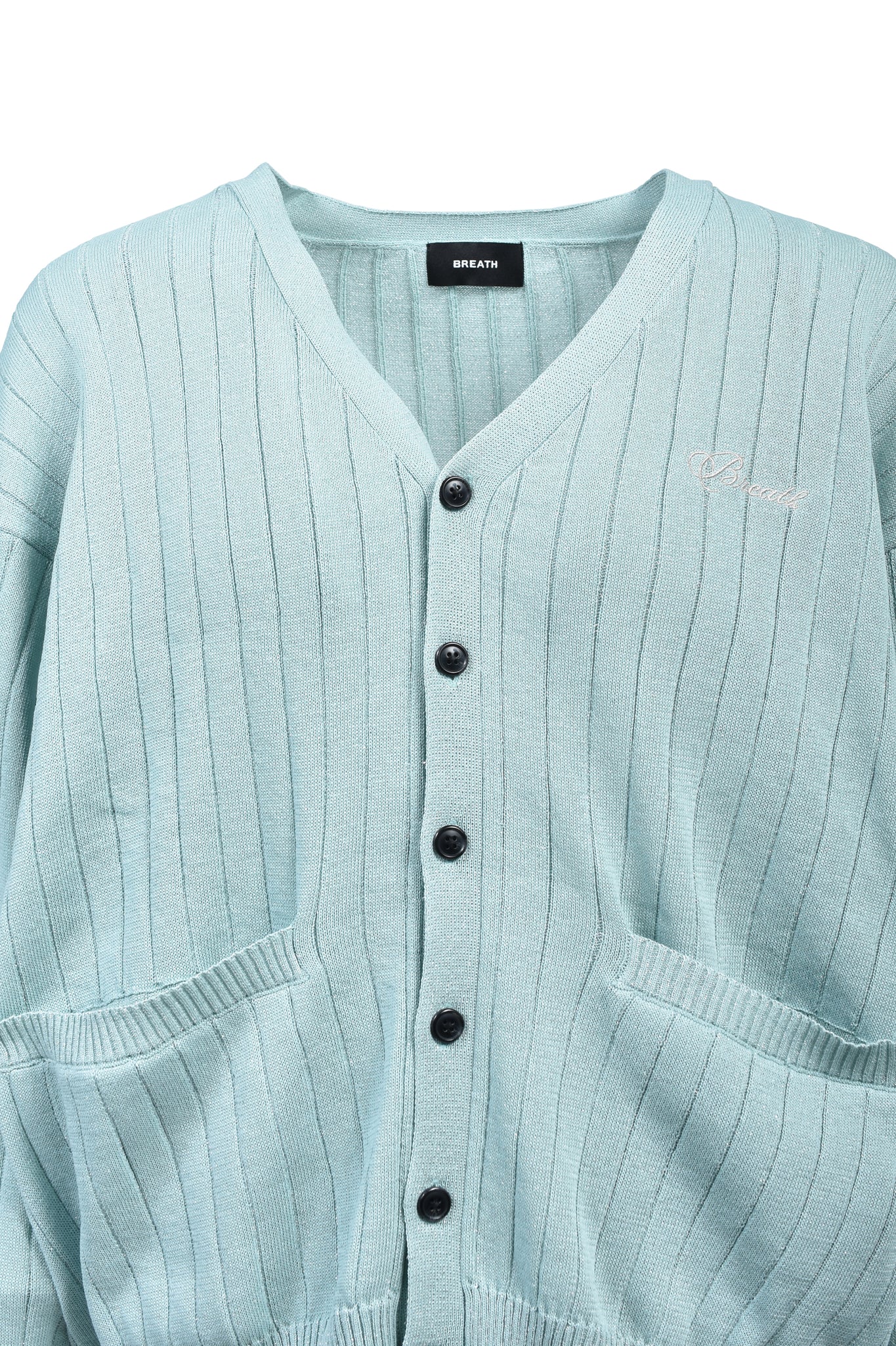 SCRIPT LOGO KNIT CARDIGAN / TURQUOISE ｜BREATH ブレス - BAD HOP 
