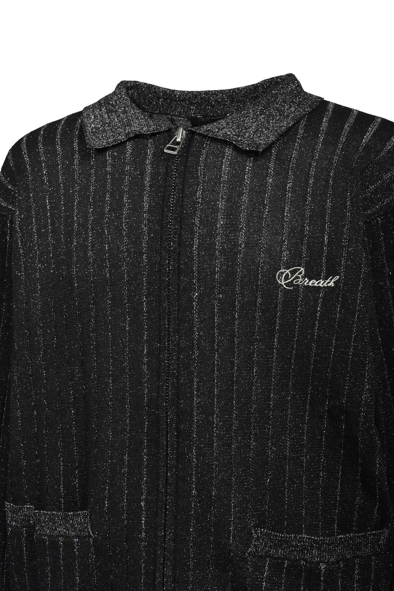 SCRIPT LOGO KNIT ZIP UP JACKET / BLACK ｜BREATH ブレス - BAD HOP