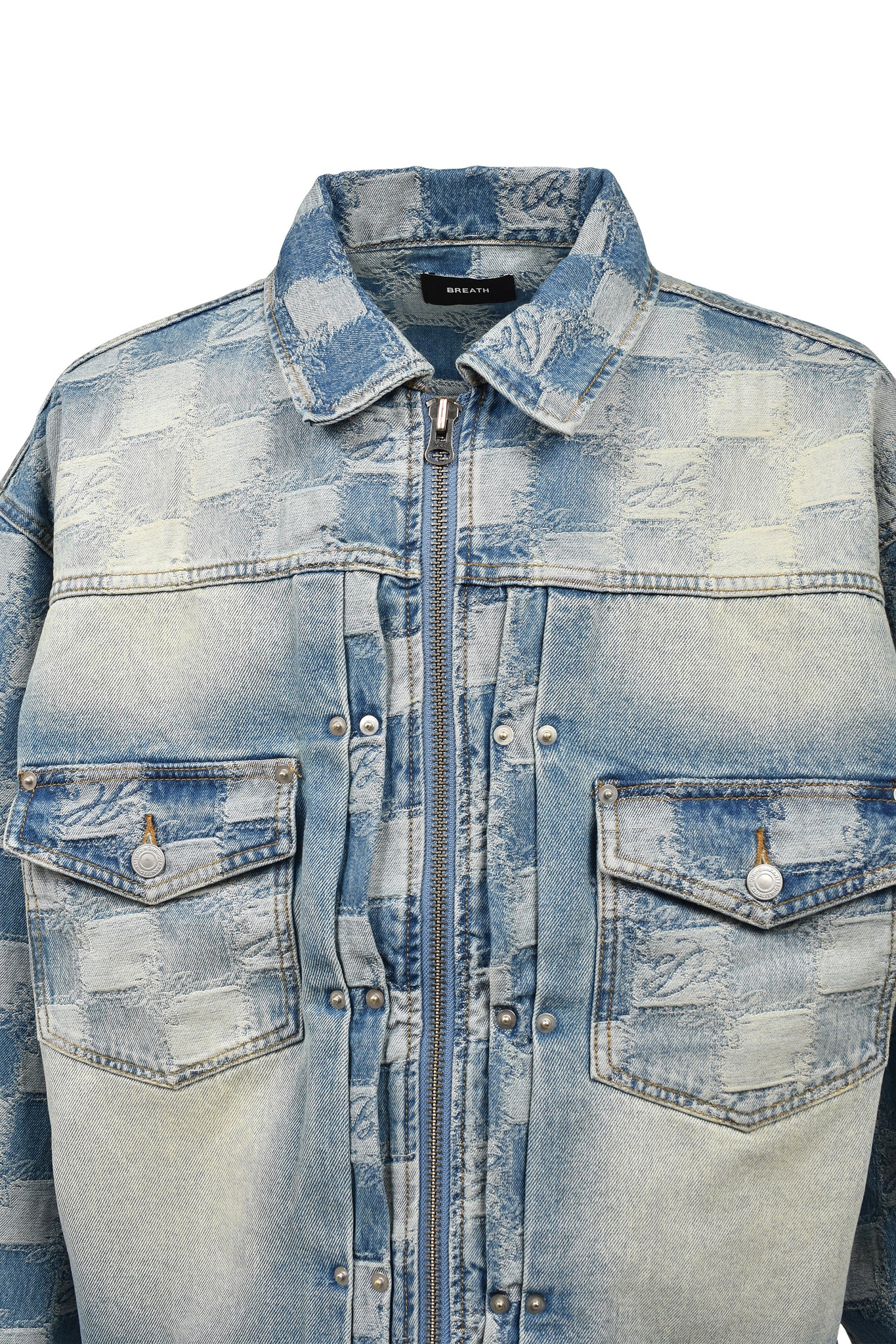 BLOCK CHECK DENIM JACKET / INDIGO ｜BREATH ブレス - BAD HOP