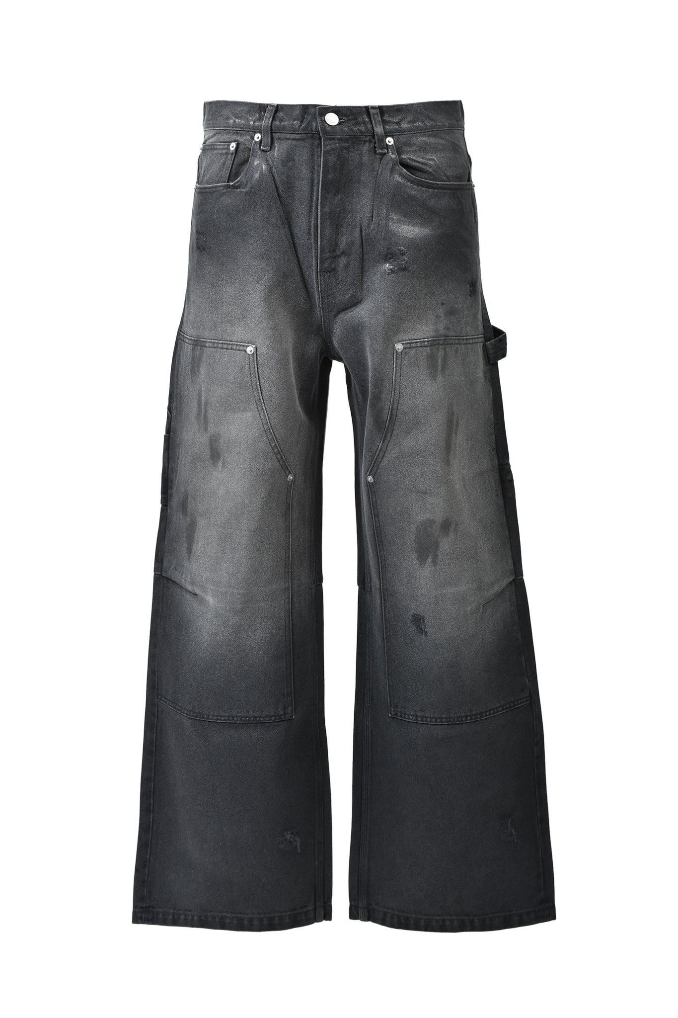 COATING DOUBLE KNEE DENIM PANTS / BLACK ｜BREATH ブレス - BAD HOP