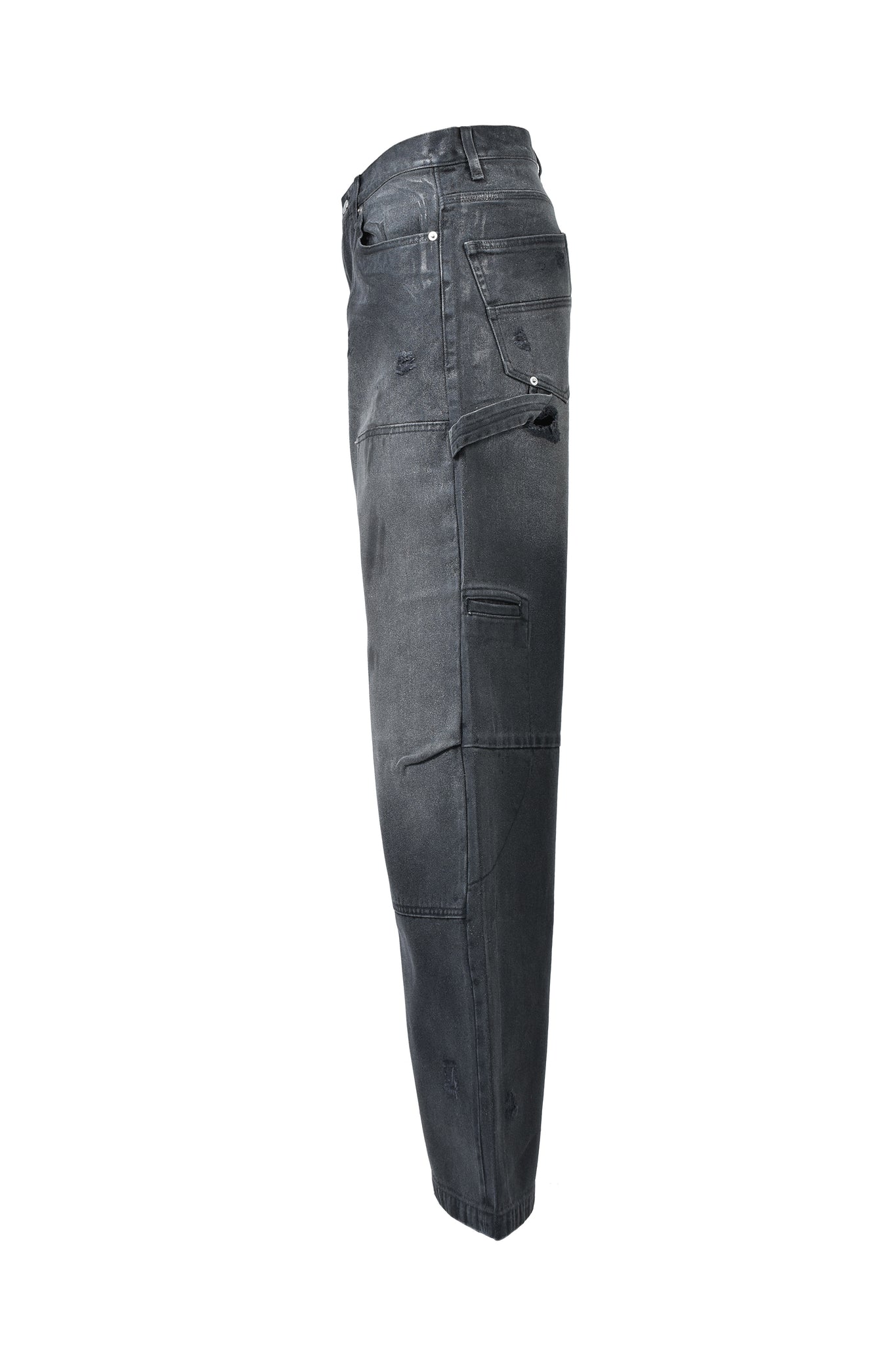 COATING DOUBLE KNEE DENIM PANTS / BLACK ｜BREATH ブレス - BAD HOP