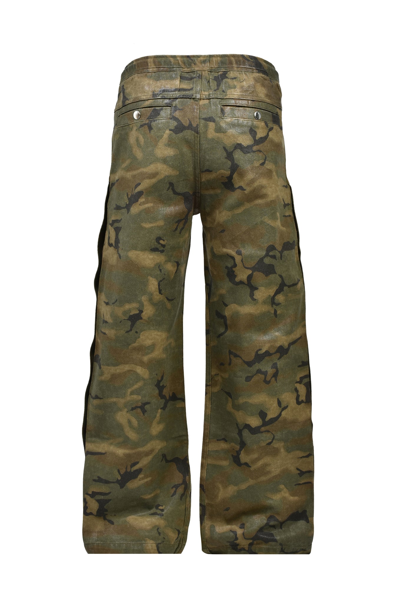 NEW RICH SIDE BUTTON COATING CAMO PANTS / CAMO ｜BREATH ブレス
