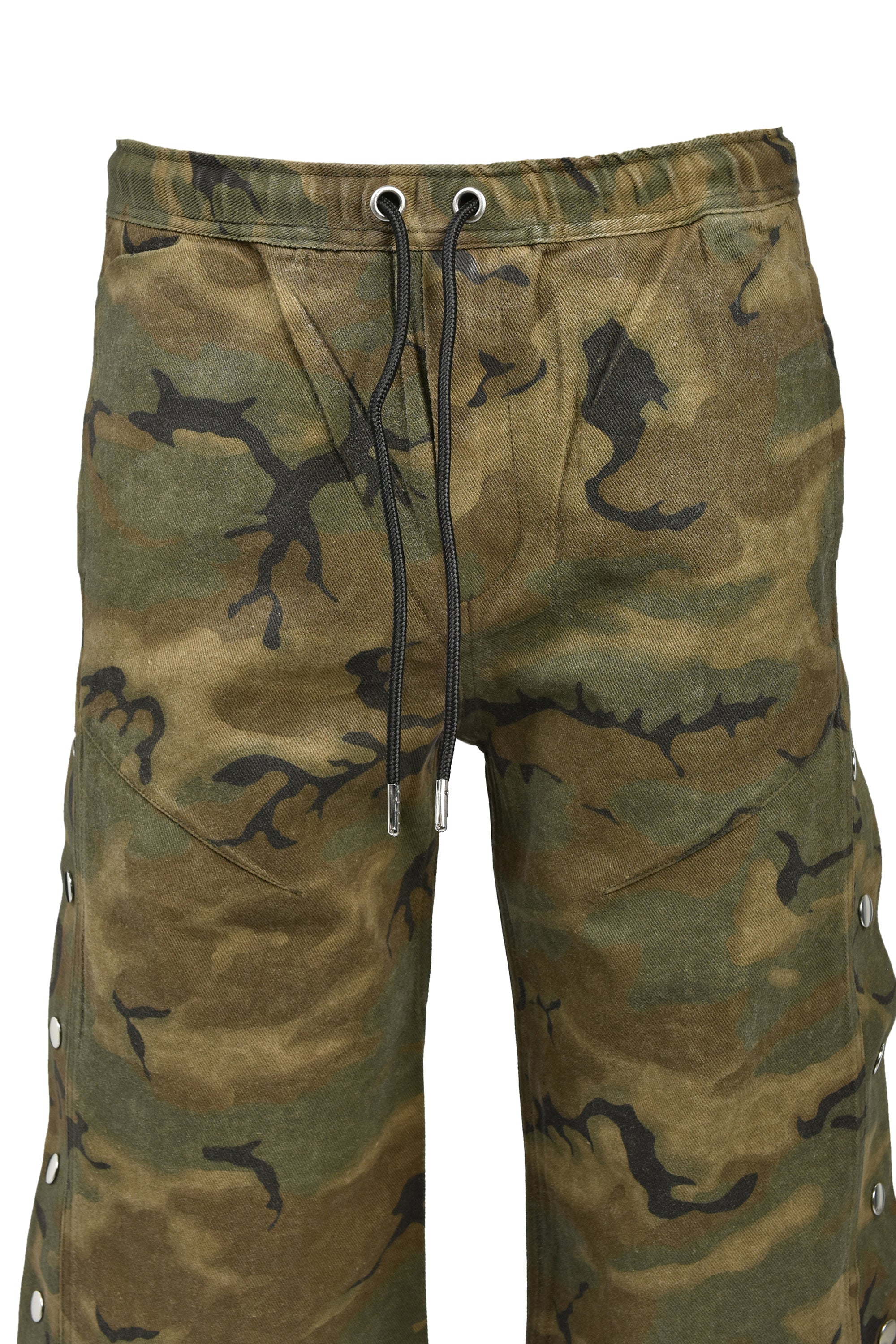 NEW RICH SIDE BUTTON COATING CAMO PANTS / CAMO ｜BREATH ブレス