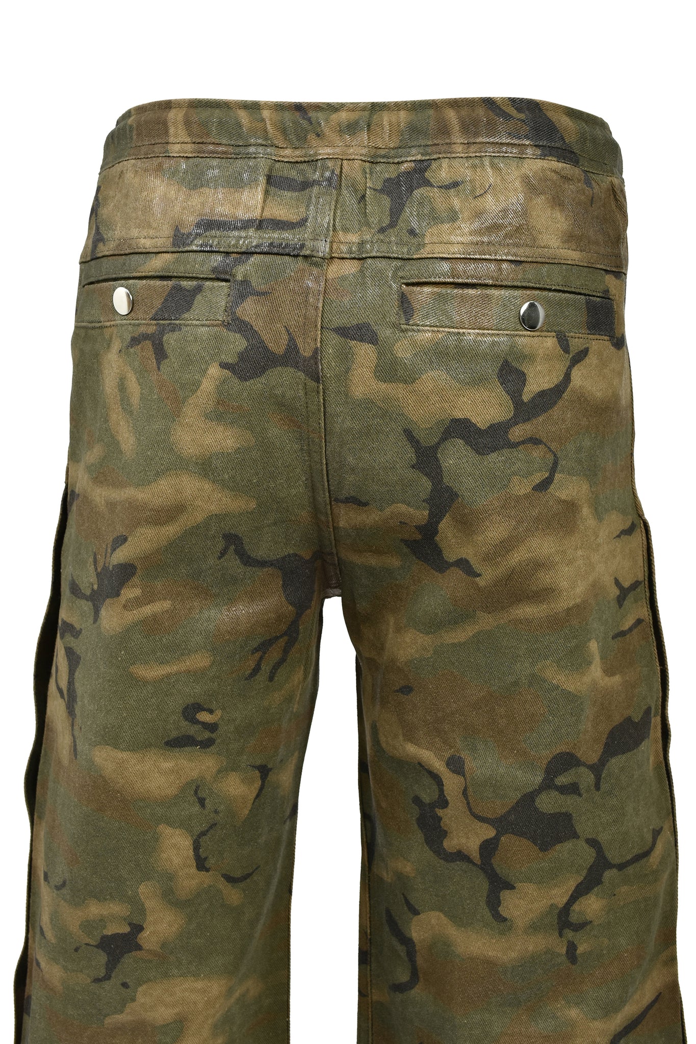 NEW RICH SIDE BUTTON COATING CAMO PANTS / CAMO ｜BREATH ブレス