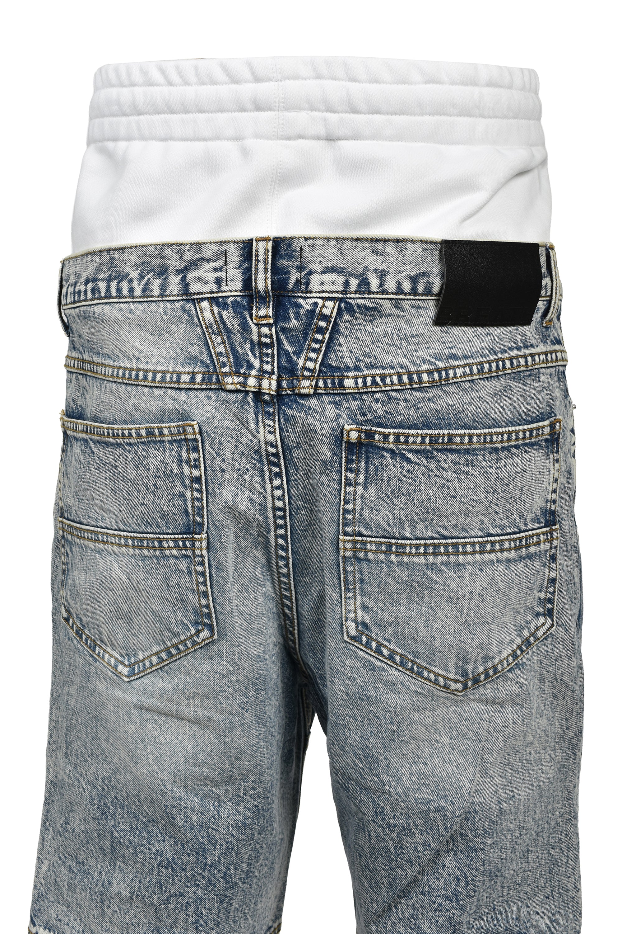 LAYERED BIKER DENIM PANTS / INDIGO ｜BREATH ブレス - BAD HOP