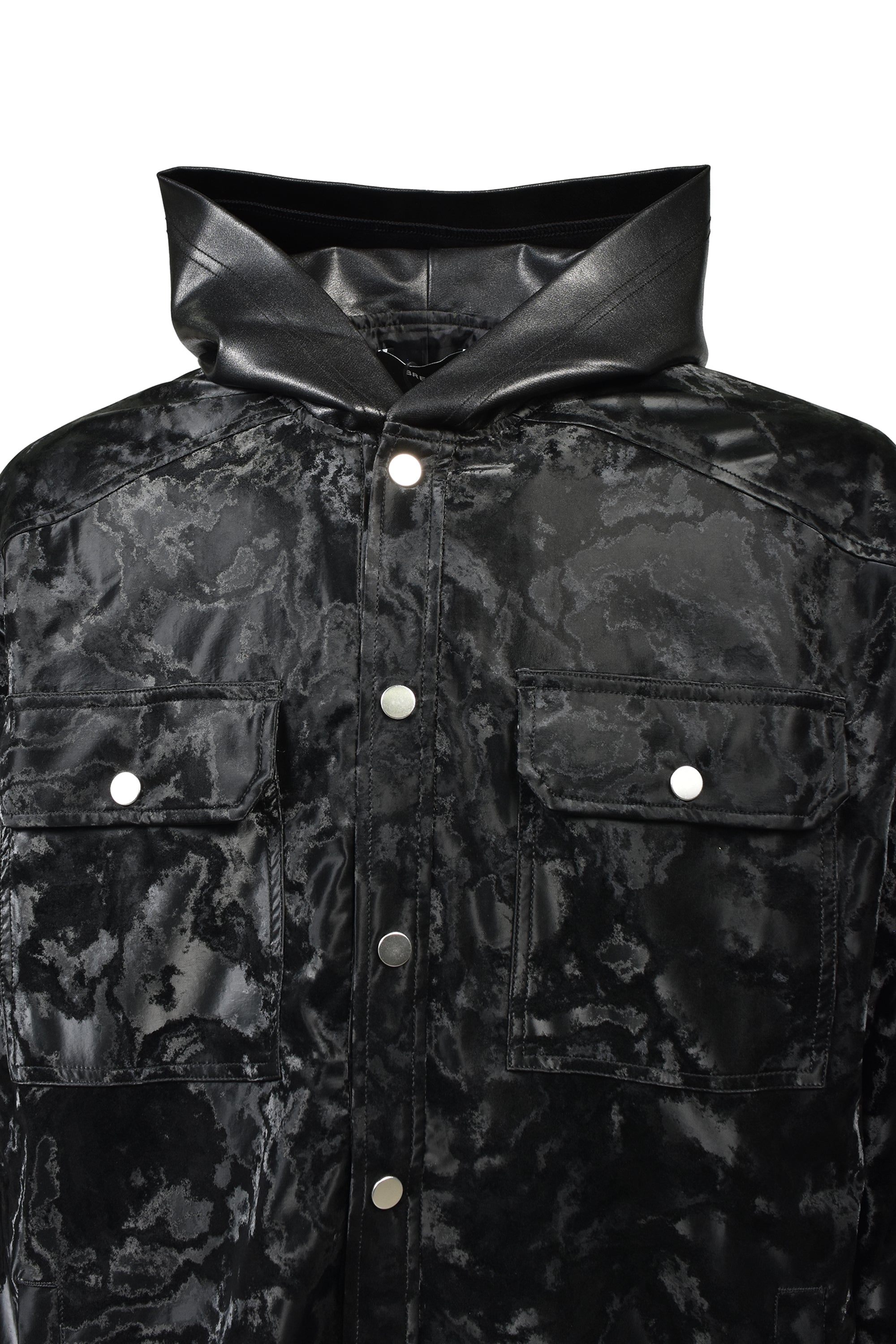 NEW RICH FAUX LEATHER HOODIE SHIRT / BLACK ｜BREATH ブレス - BAD