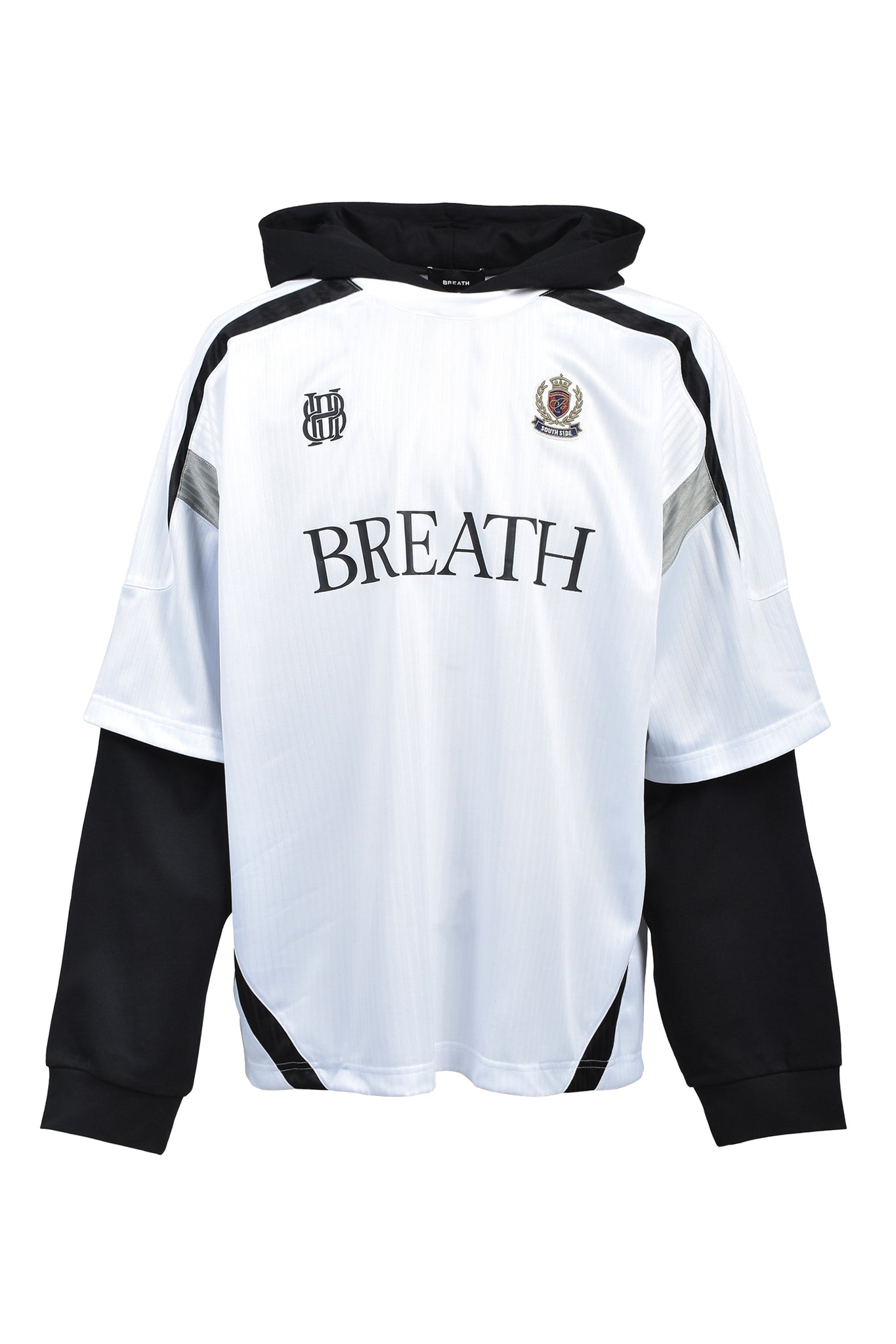 BH LOGO LAYERED GAME SHIRT HOODIE / WHITE ｜BREATH ブレス - BAD