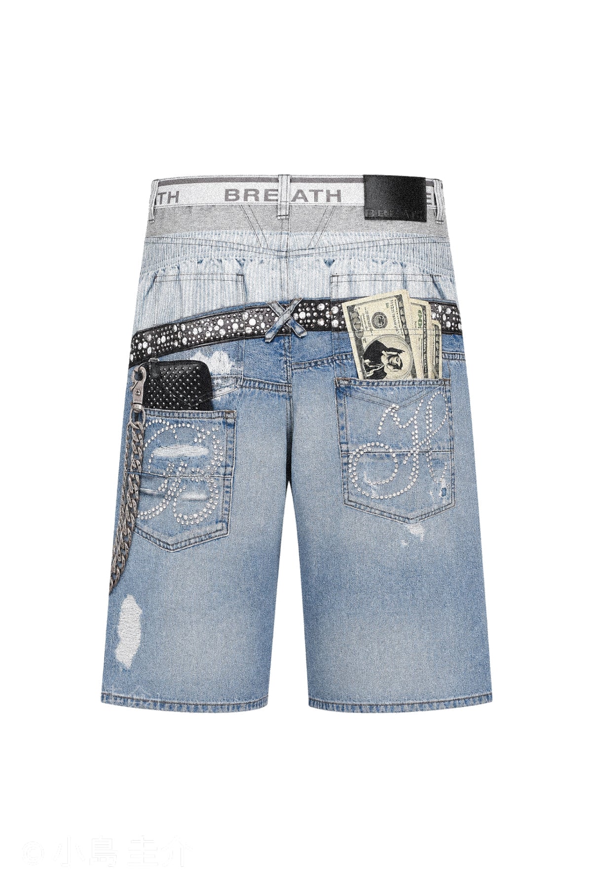TRANSFER PRINT DENIM SHORTS / INDIGO – BREATH - BAD HOP