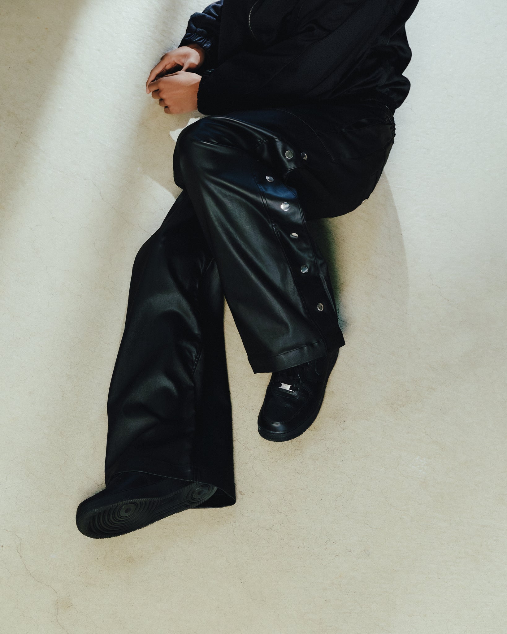 レザーパンツ　XS ブラック　ブレス　breath badhop NEW RICH SIDE BUTTON JERSEY PANTS / BLACK ｜BREATH ブレス - BAD