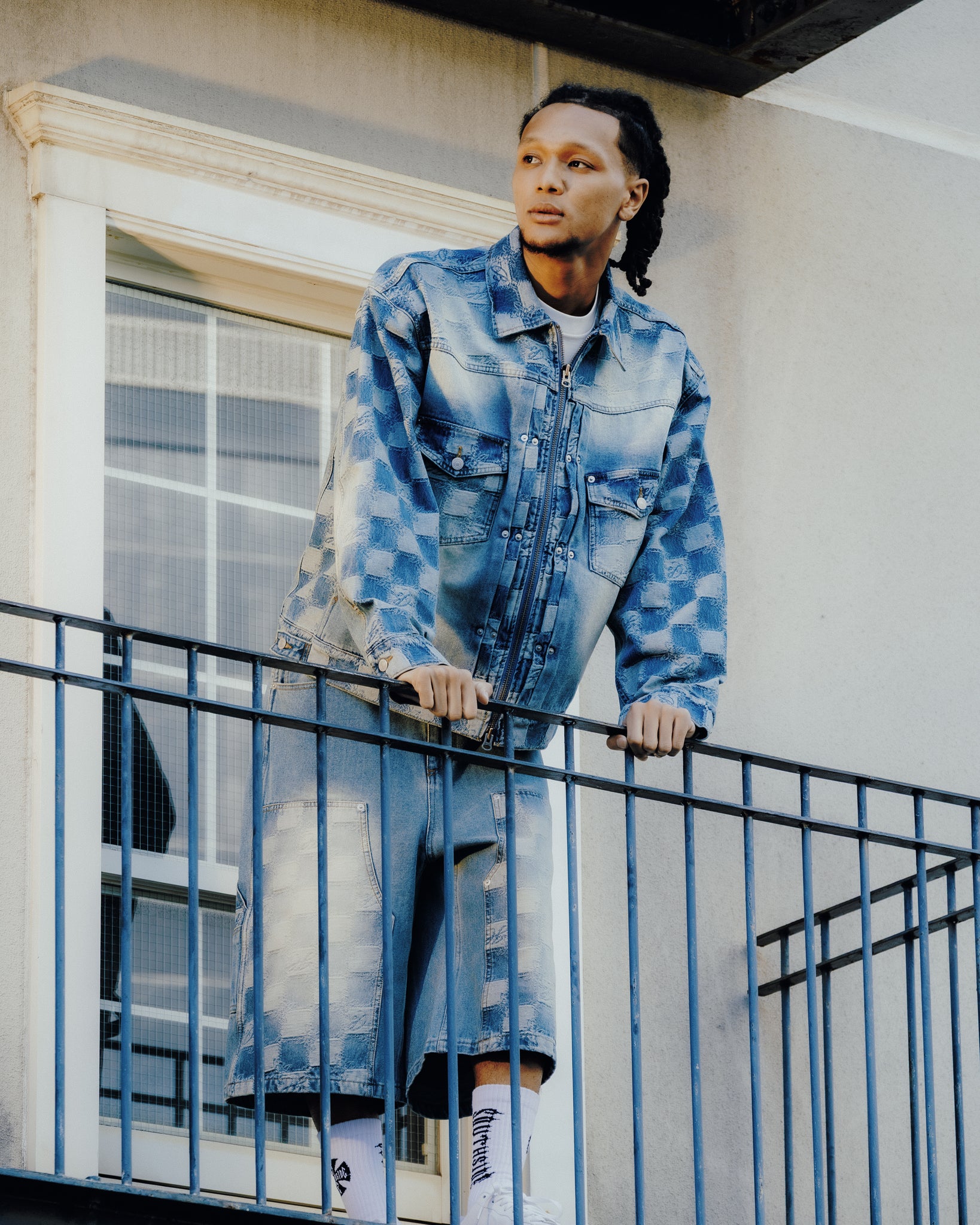 BLOCK CHECK DENIM JACKET / INDIGO ｜BREATH ブレス - BAD HOP