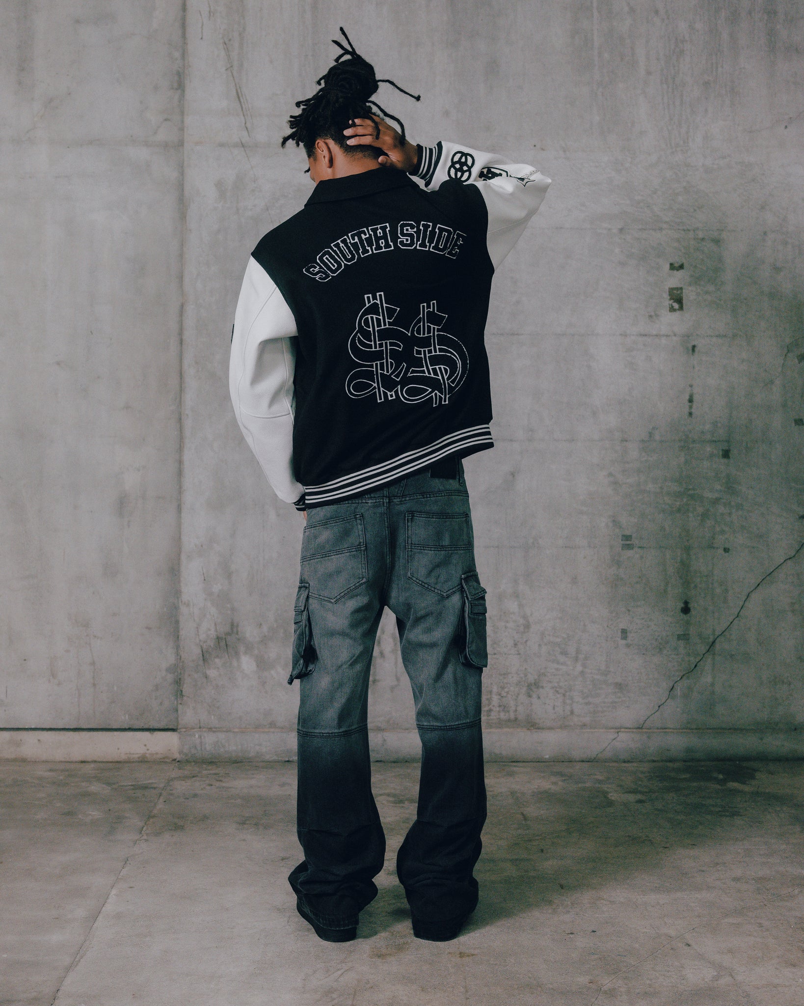 BLEACH DOUBLE KNEE FLARE DENIM / BLACK