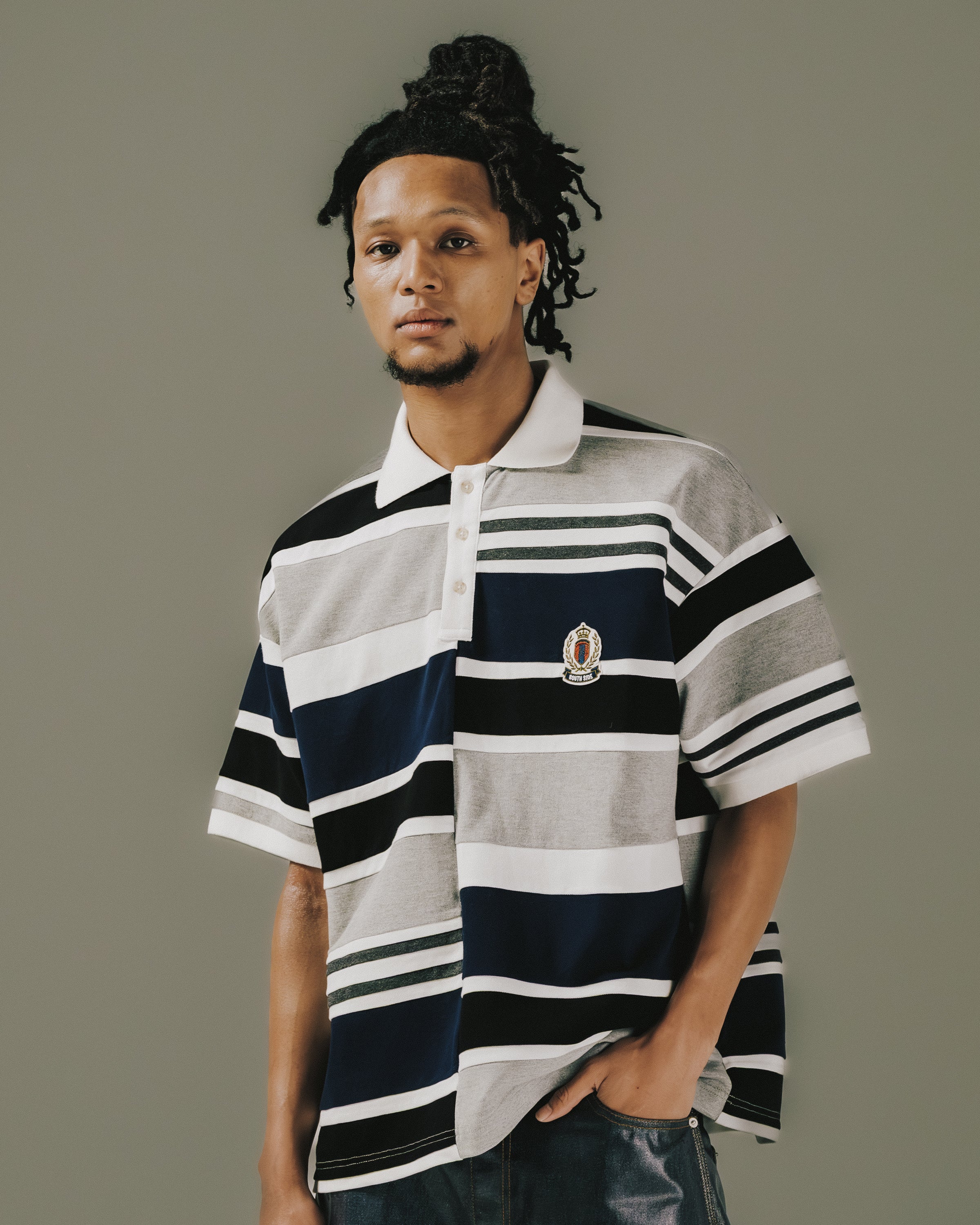 EMBLEM LOGO CRAZY BORDER POLO SHIRT / BLACK – BREATH - BAD HOP