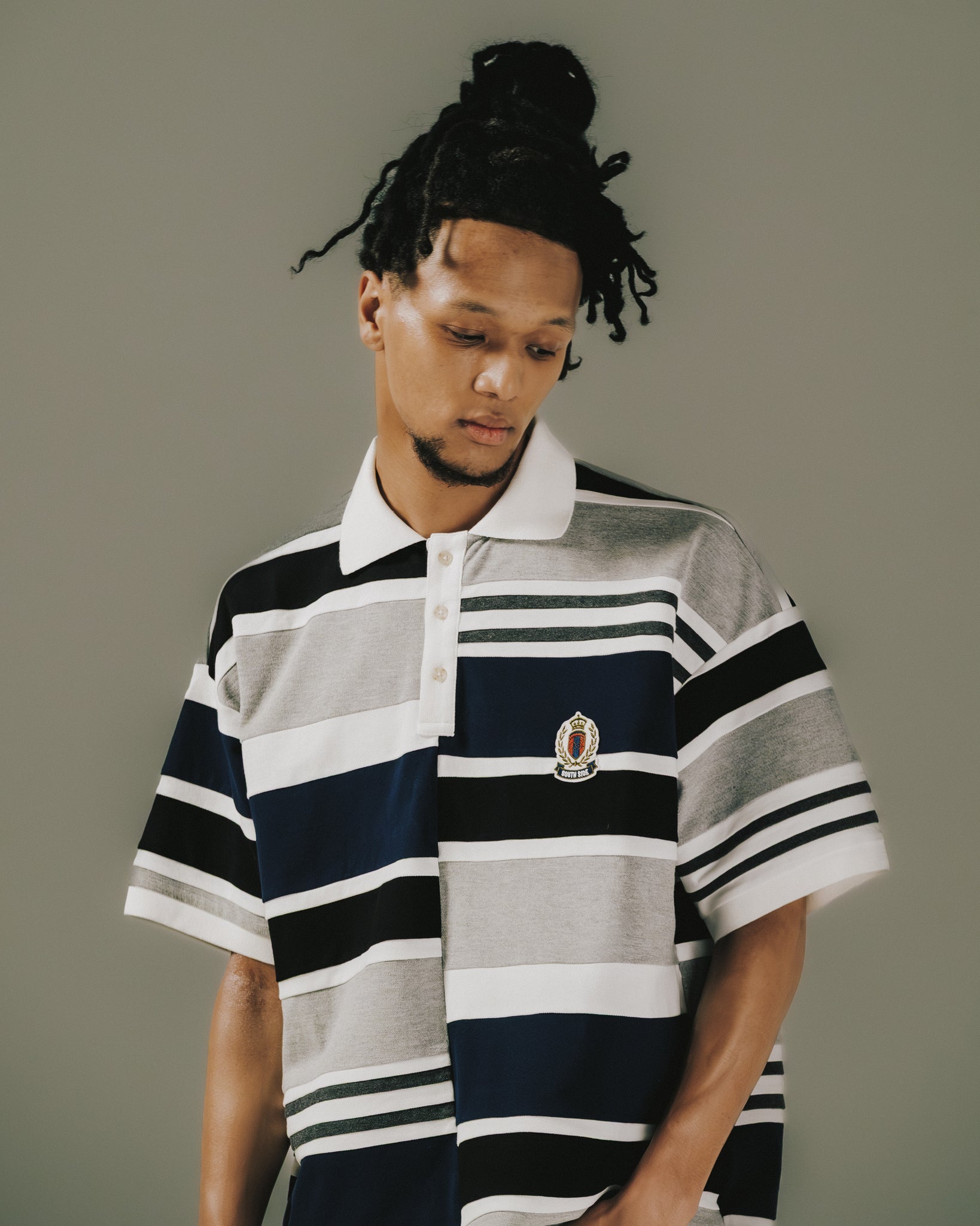 EMBLEM LOGO CRAZY BORDER POLO SHIRT / BLUE – BREATH - BAD HOP