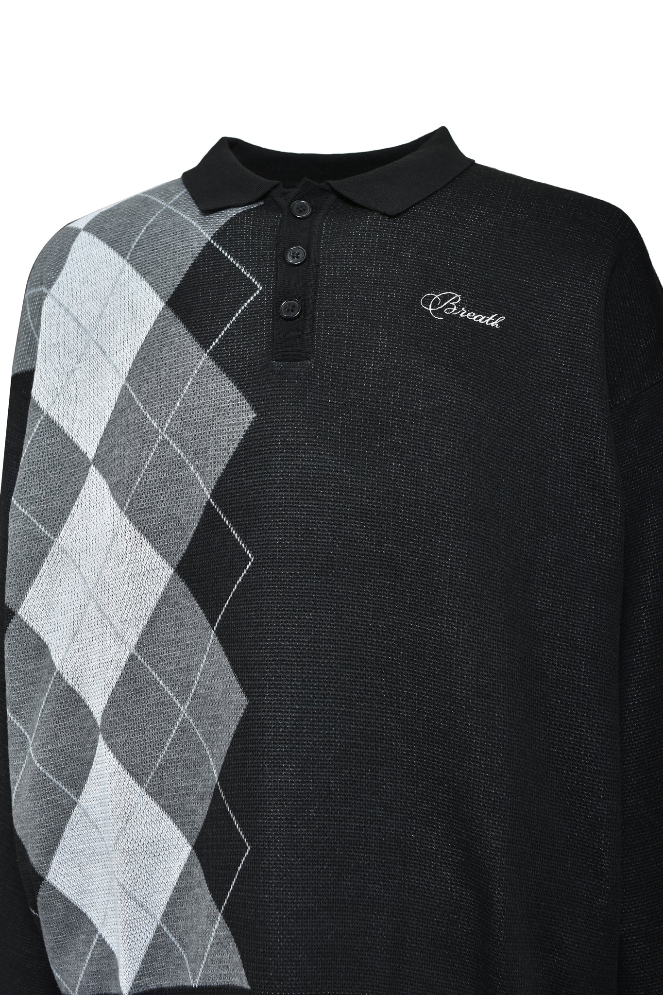 ARGYLE KNIT POLO / BLACK
