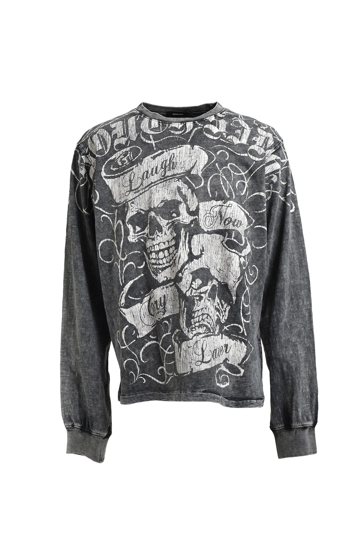 SKULL WASH LS TEE / BLACK