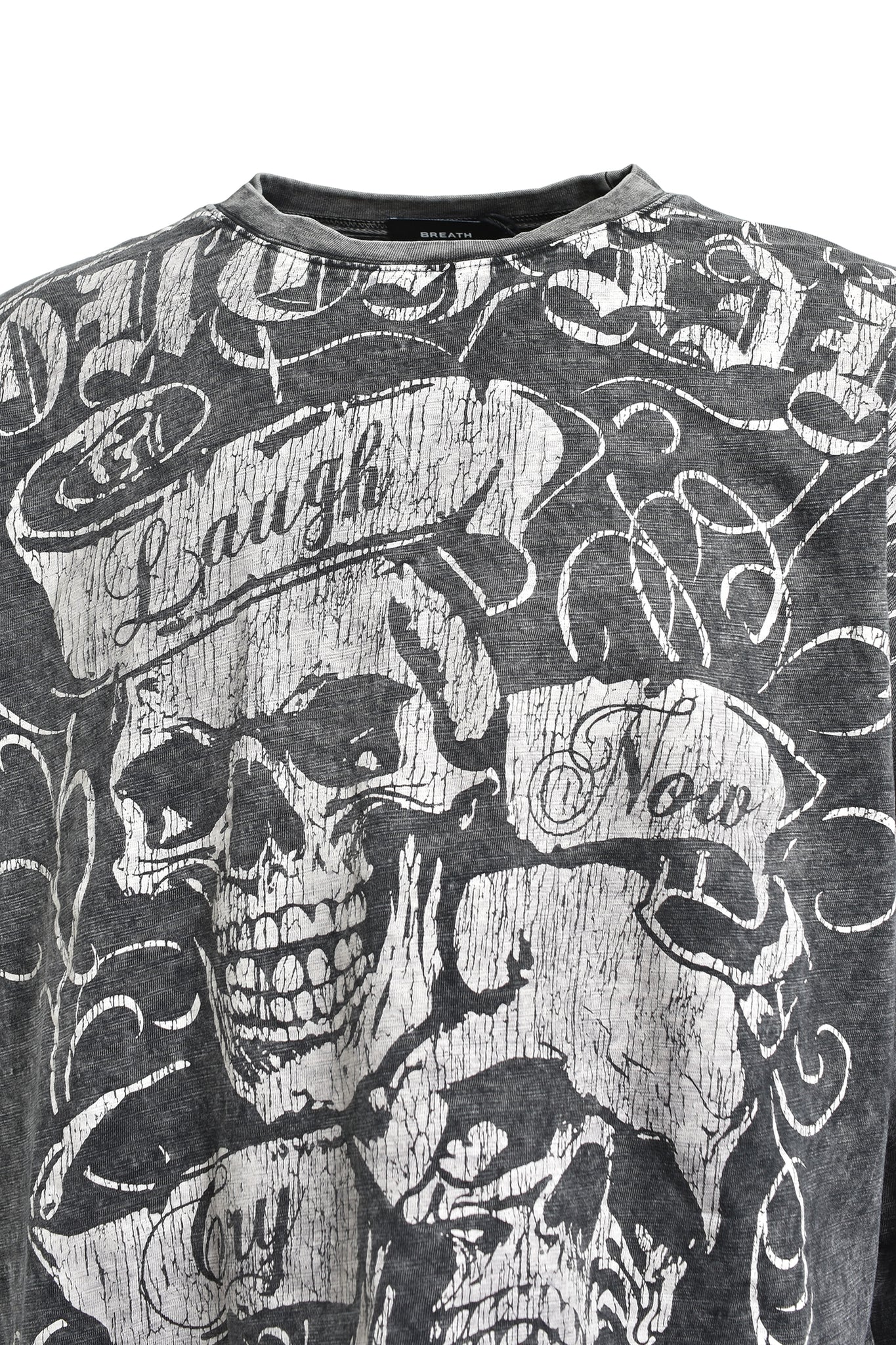 SKULL WASH LS TEE / BLACK