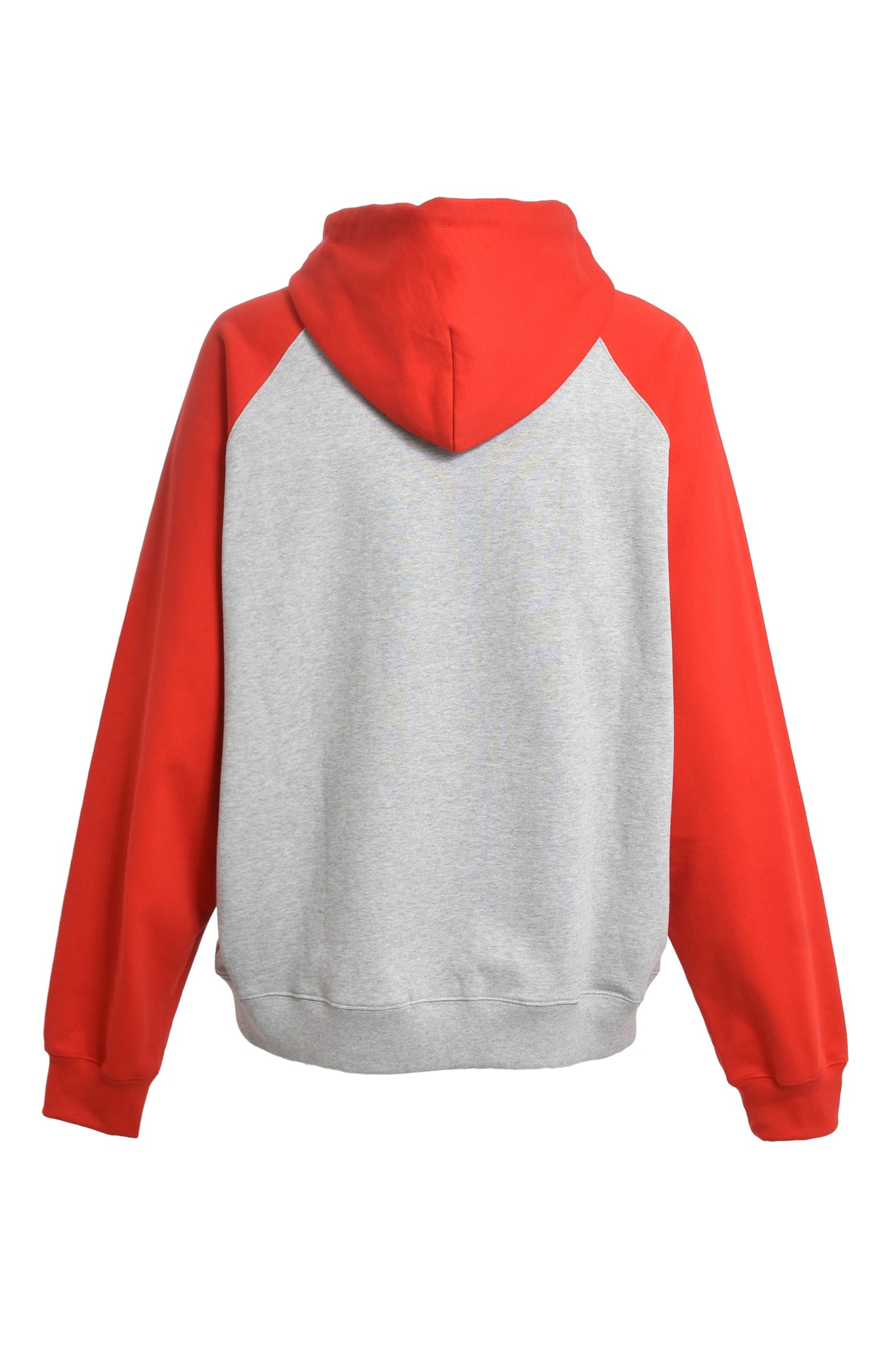 TWO TONE EMBROIDERY HOODIE / RED H.GREY