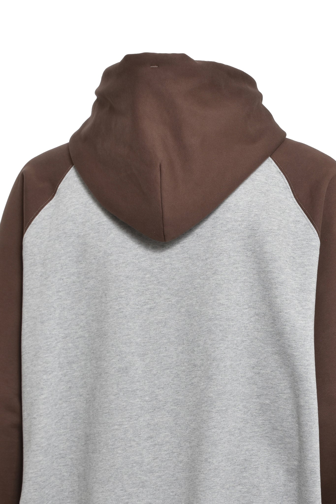 TWO TONE EMBROIDERY HOODIE / BROWN H.GREY