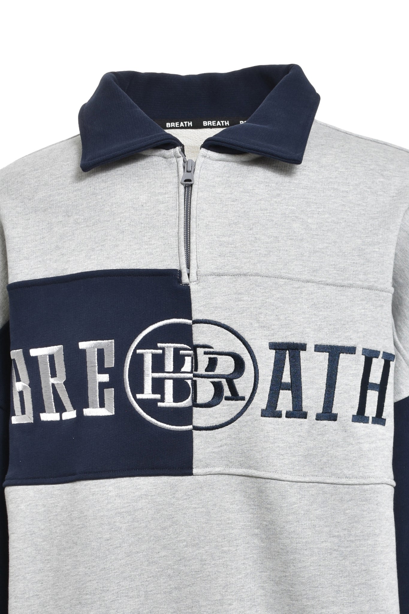 LOGO REVERSE HALF ZIP SWEAT / NAVY H.GRAY