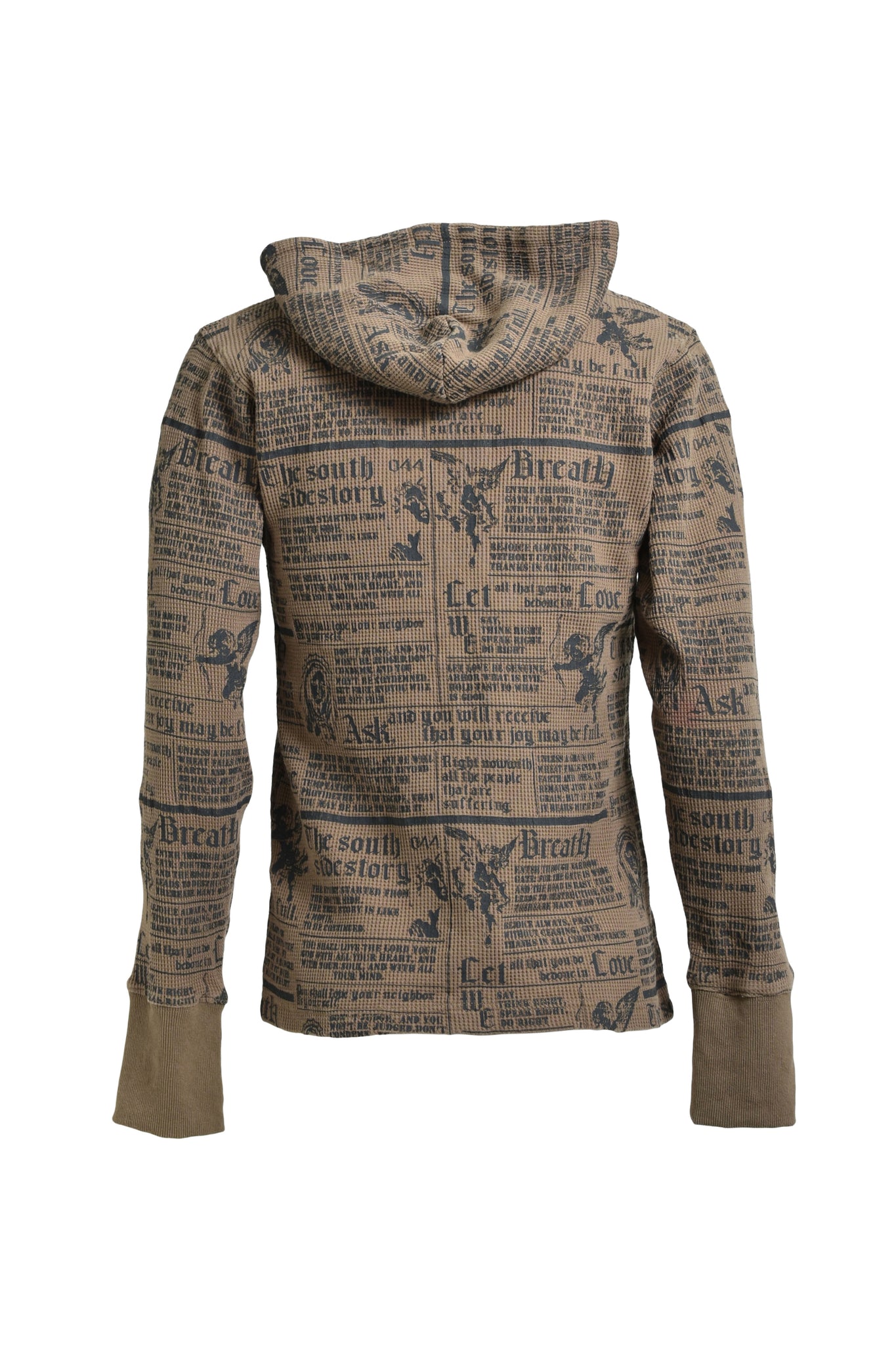 SKULL WASH WAFFLE ZIP UP HOODE / BROWN