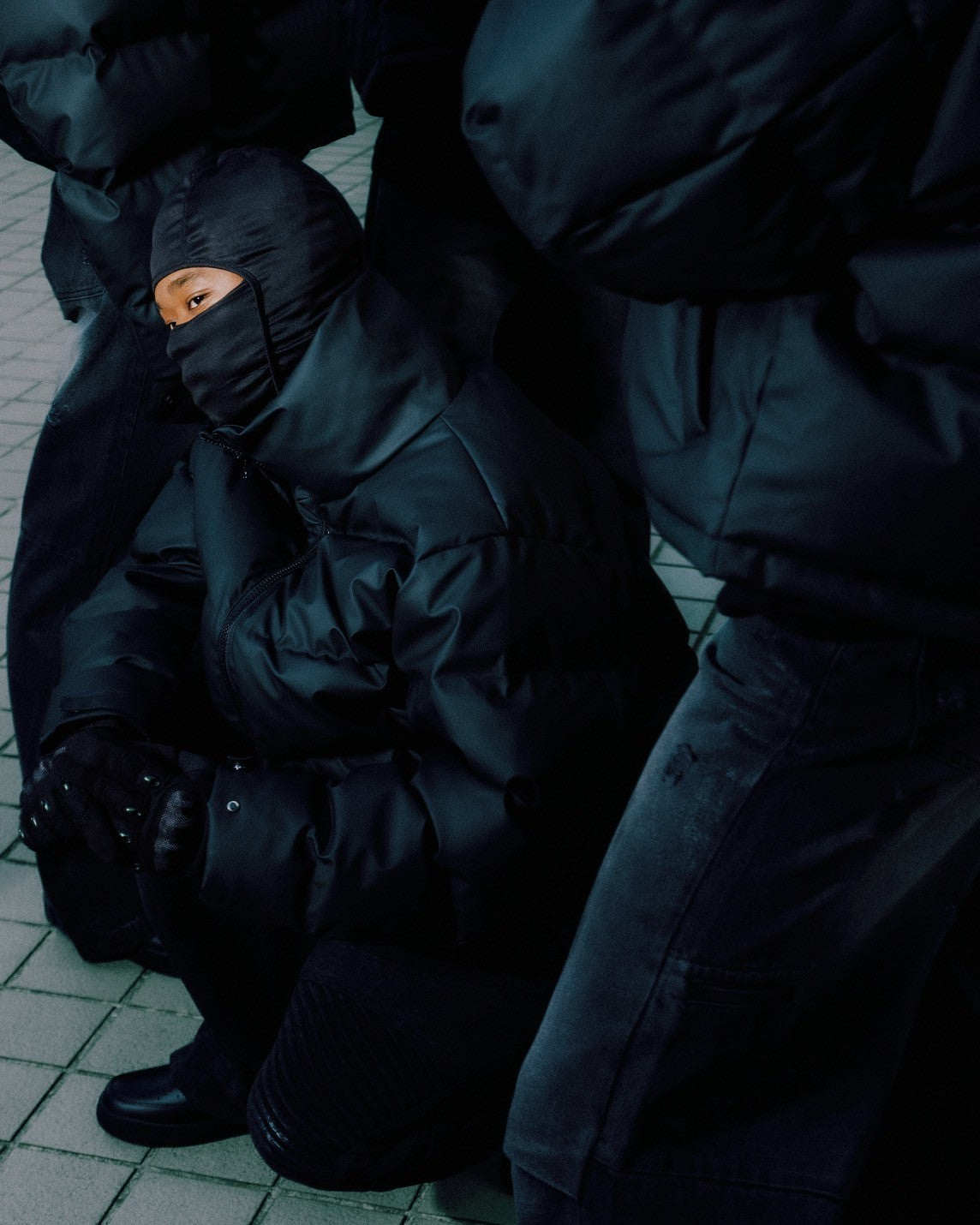 FAUX LEATHER MATTE DOWN JACKET / BLACK