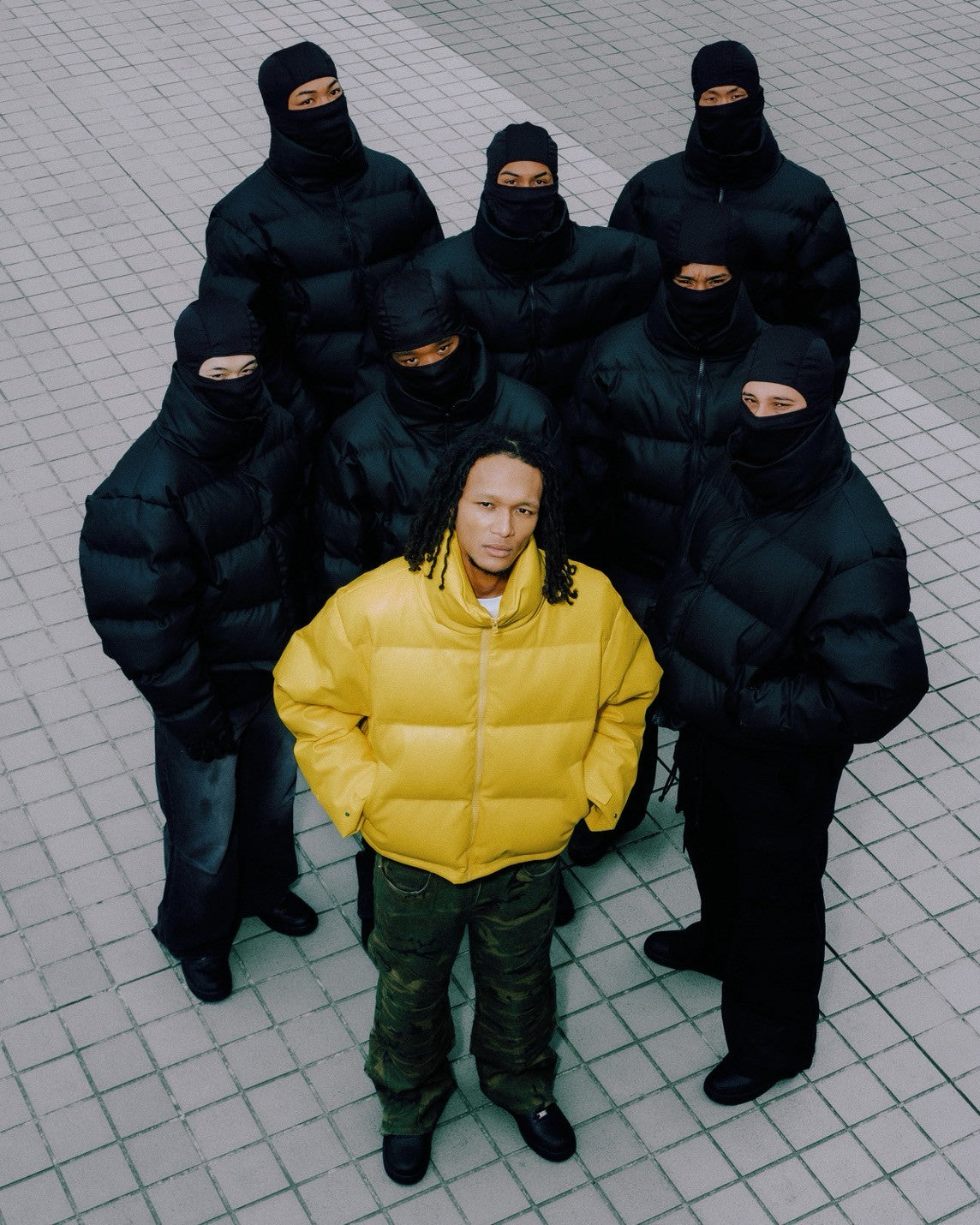 FAUX LEATHER DOWN JACKET / YELLOW