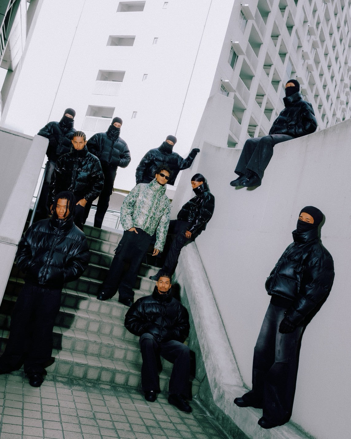 FAUX LEATHER SNAKE DOWN JACKET / GREEN SNAKE