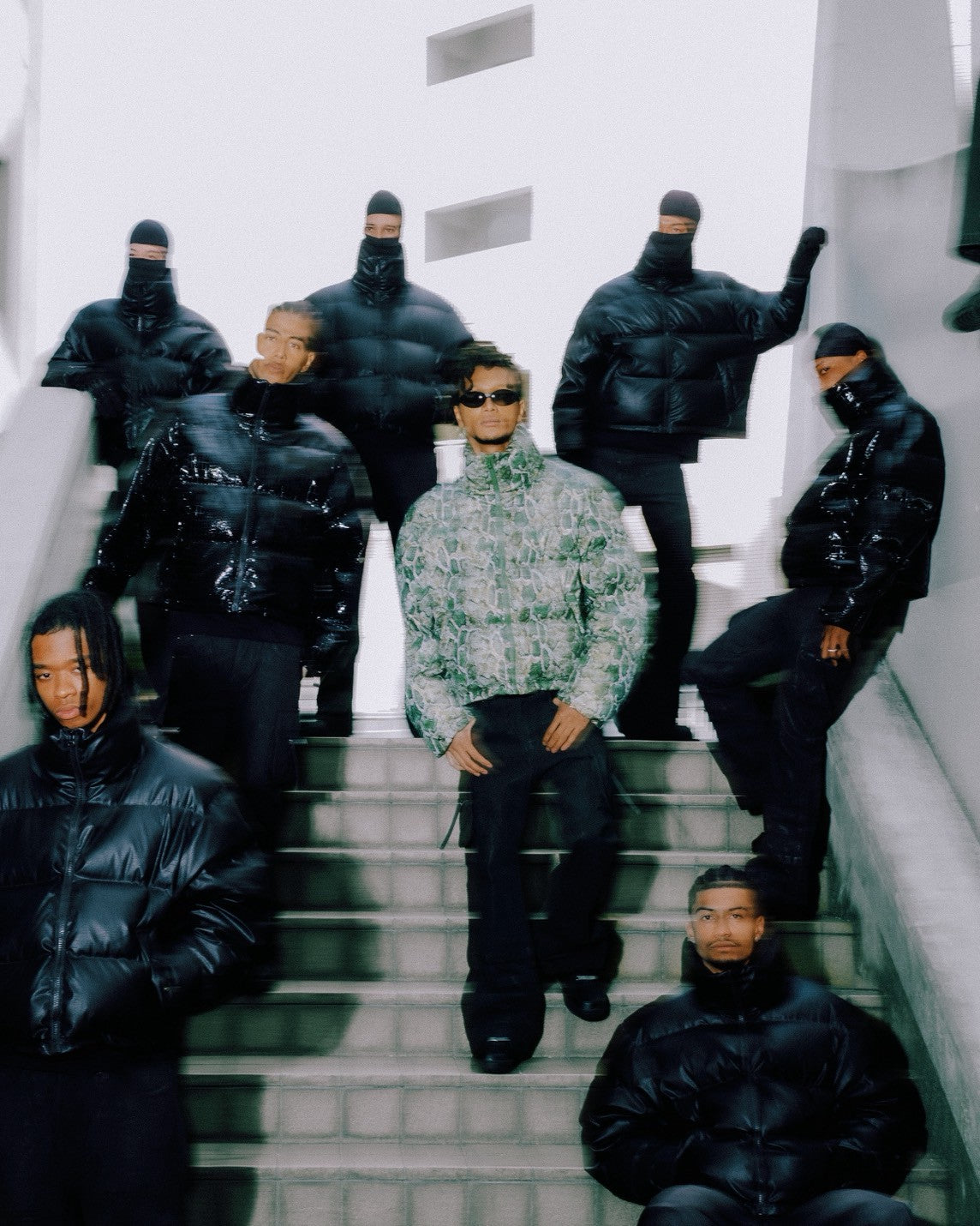 FAUX LEATHER SNAKE DOWN JACKET / GREEN SNAKE