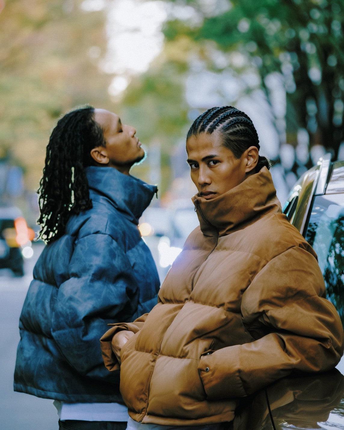 FAUX LEATHER SHRINK DOWN JACKET / BROWN｜BREATH ブレス - BAD HOP