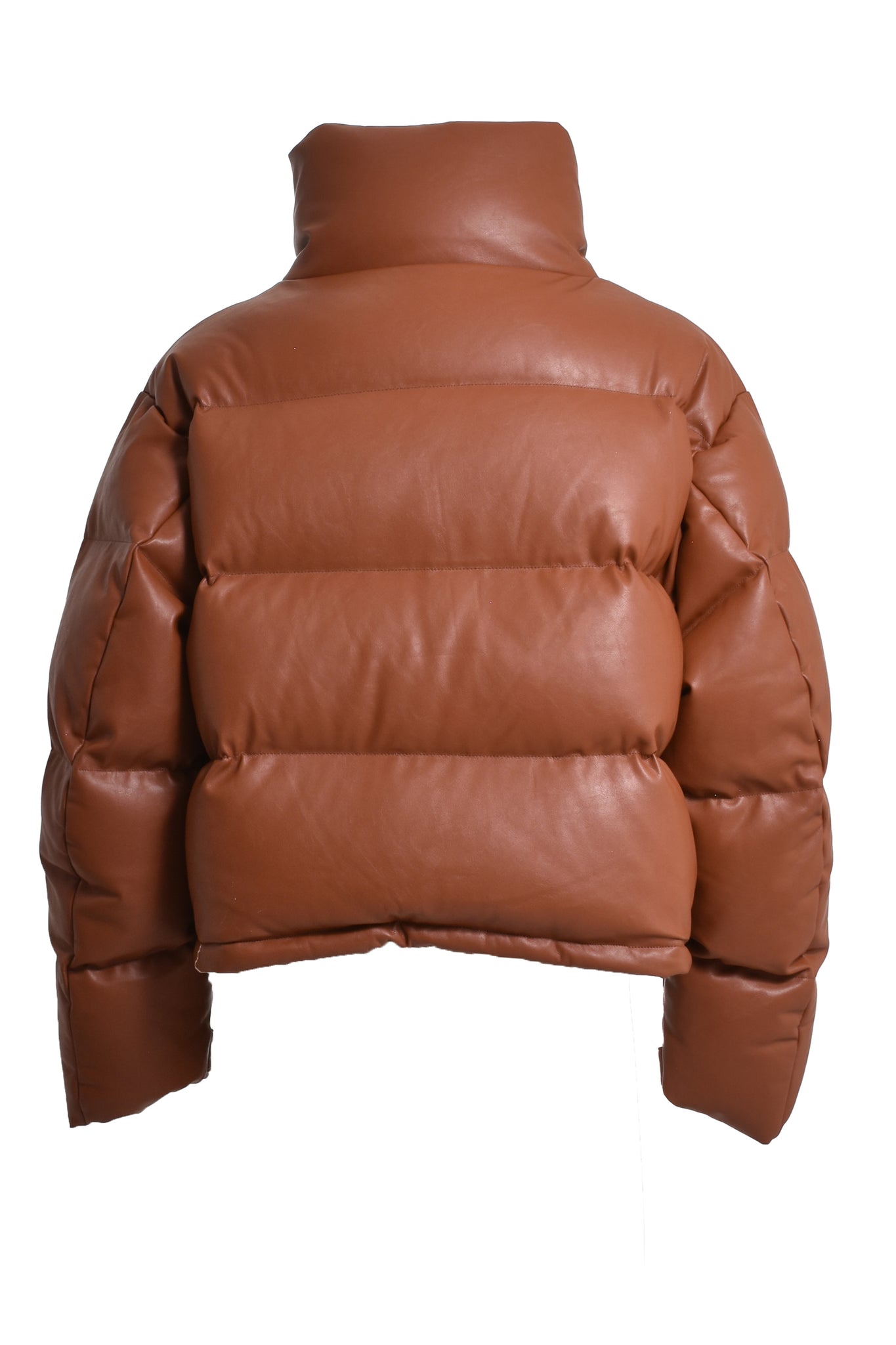 FAUX LEATHER DOWN JACKET / BROWN