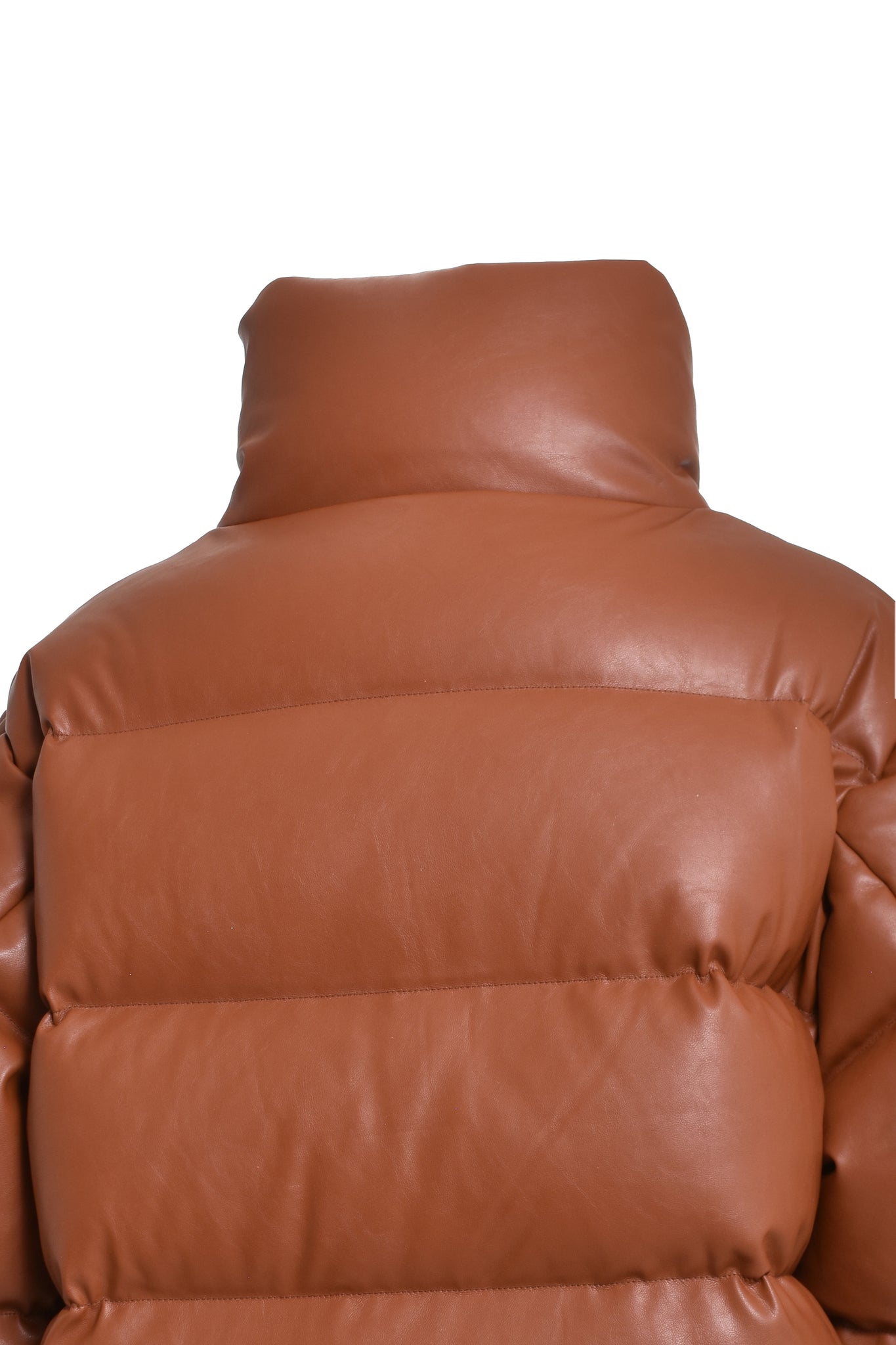 FAUX LEATHER DOWN JACKET / BROWN