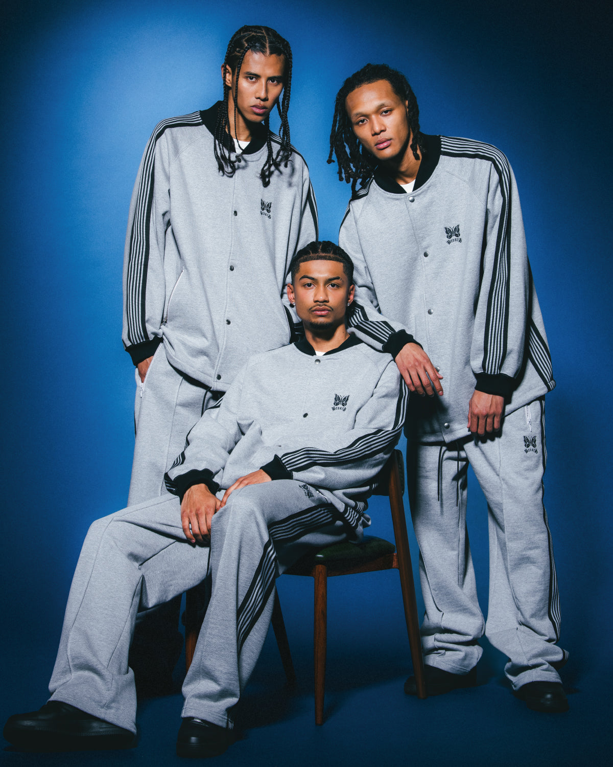 Needles TRACK COACH JACKET - SWEAT / GRY BLK – BREATH - Size 着丈