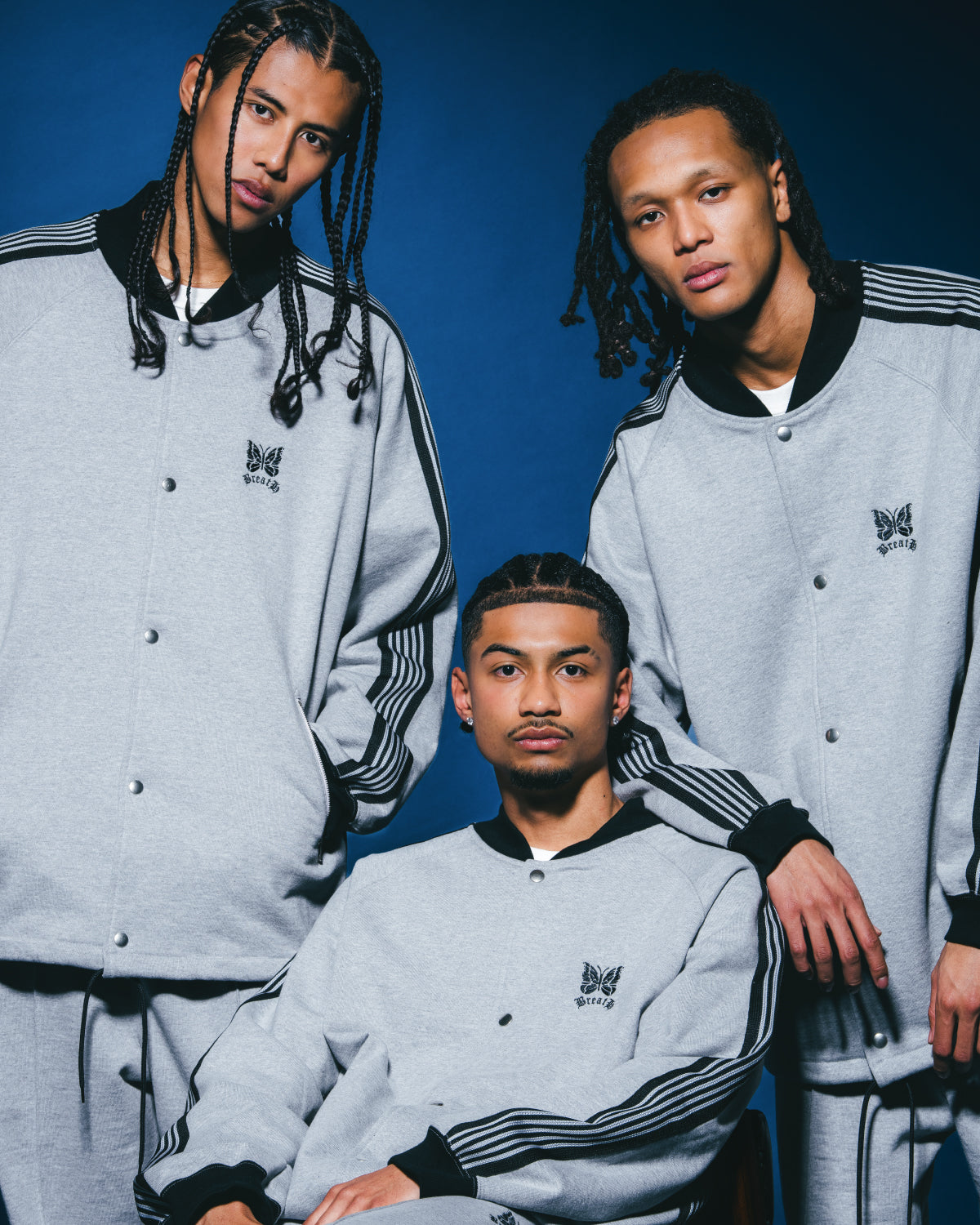 Needles TRACK COACH JACKET - SWEAT / GRY BLK – BREATH - Size 着丈