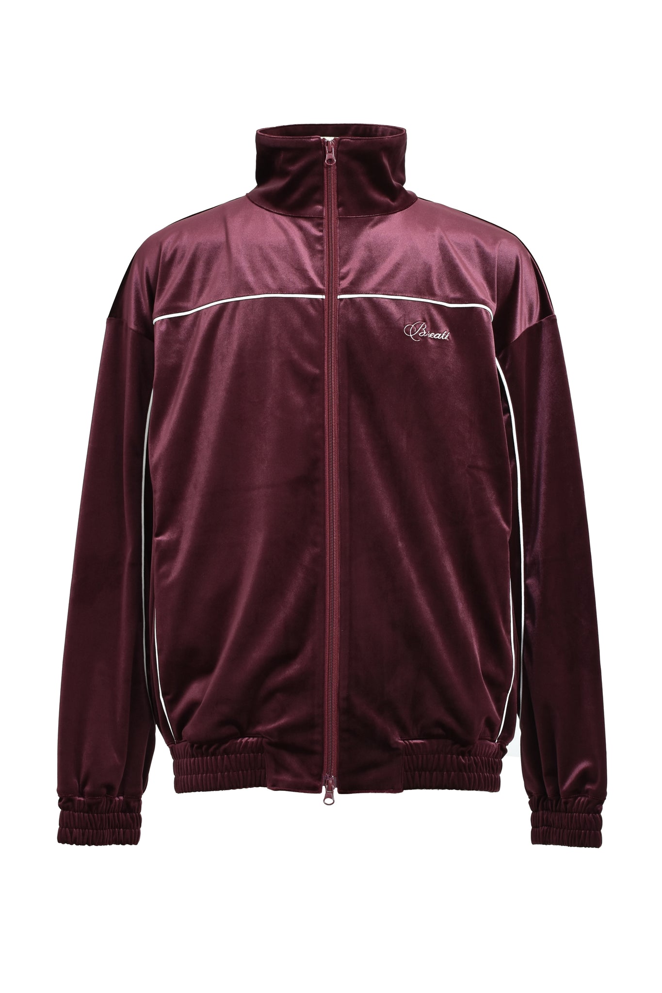 SCRIPT LOGO PIPING VELOUR JACKET / BURGUNDY
