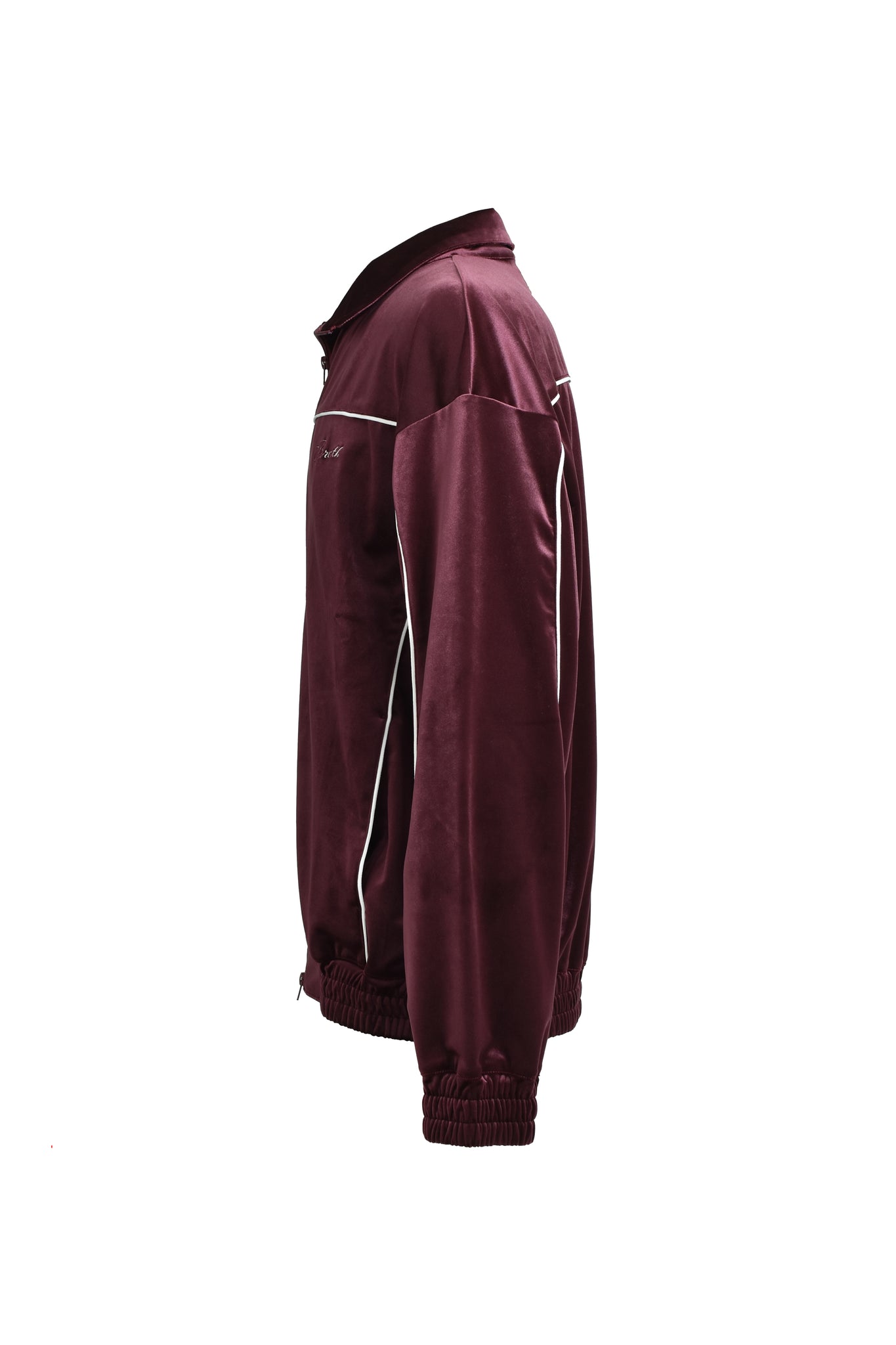 SCRIPT LOGO PIPING VELOUR JACKET / BURGUNDY