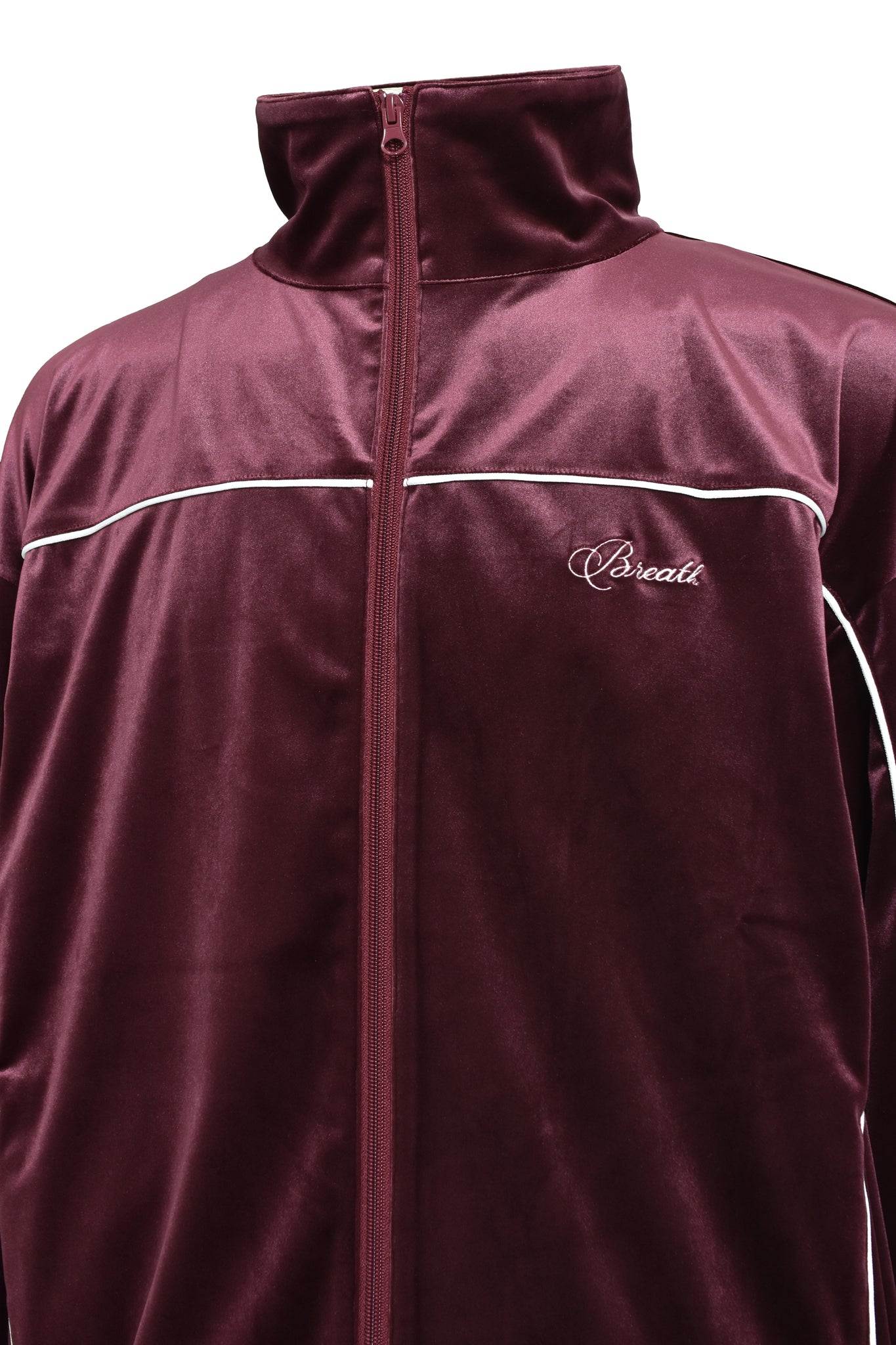 SCRIPT LOGO PIPING VELOUR JACKET / BURGUNDY